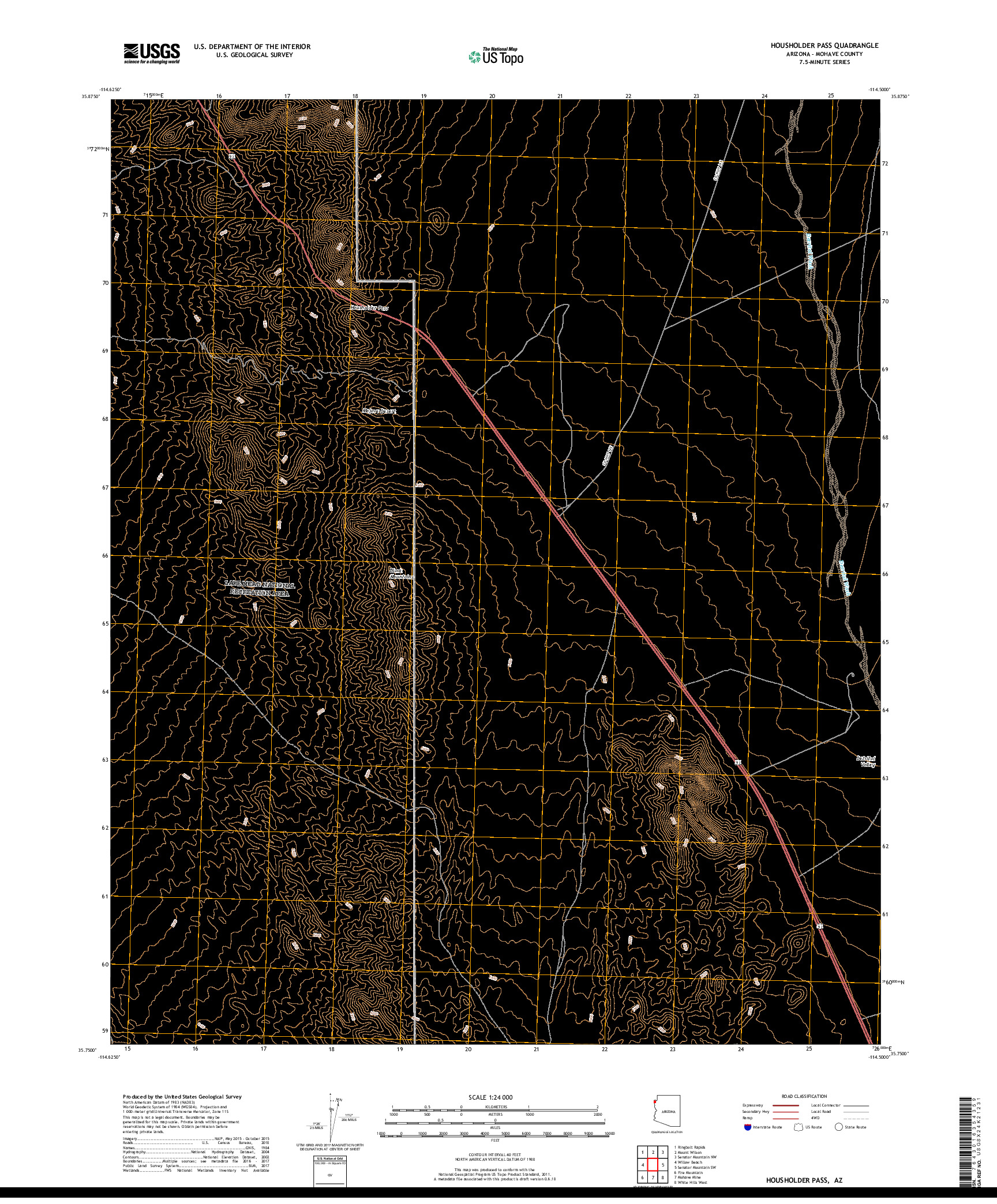 USGS US TOPO 7.5-MINUTE MAP FOR HOUSHOLDER PASS, AZ 2018