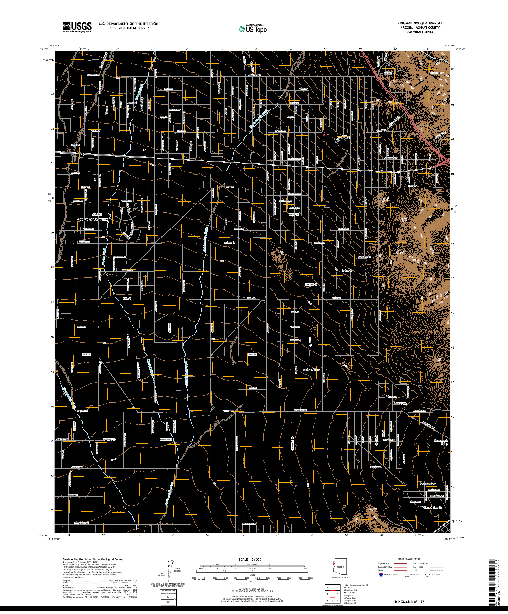 USGS US TOPO 7.5-MINUTE MAP FOR KINGMAN NW, AZ 2018
