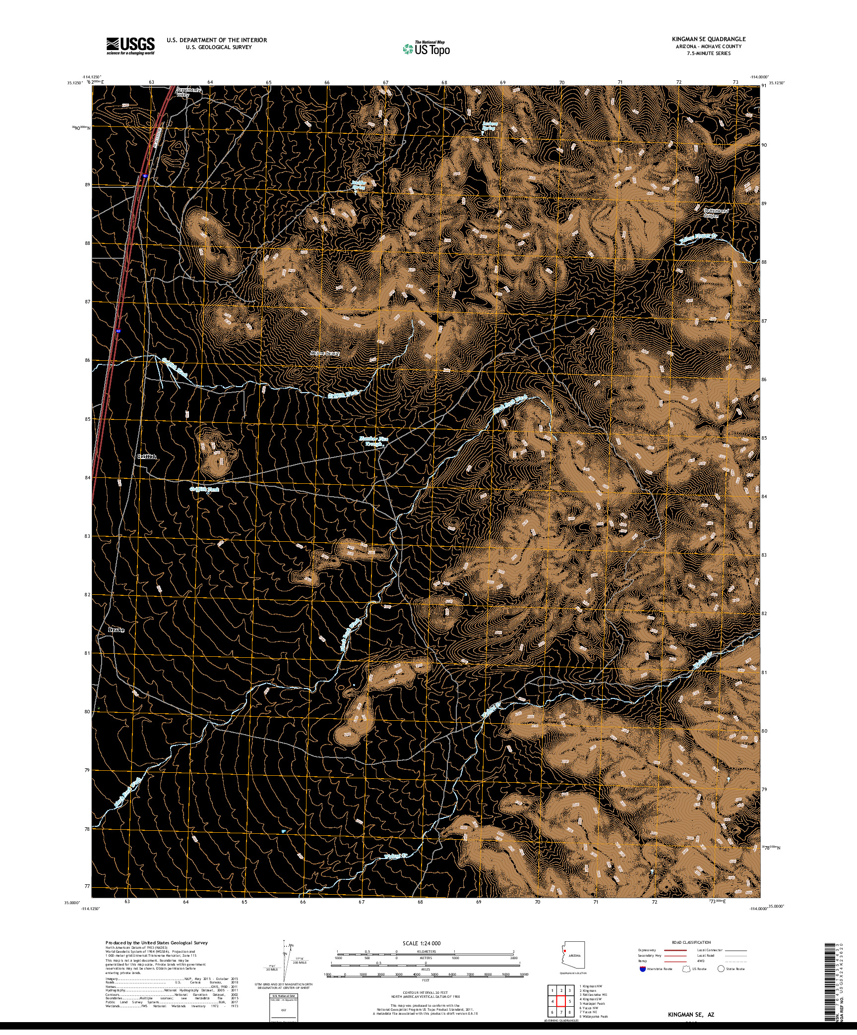 USGS US TOPO 7.5-MINUTE MAP FOR KINGMAN SE, AZ 2018