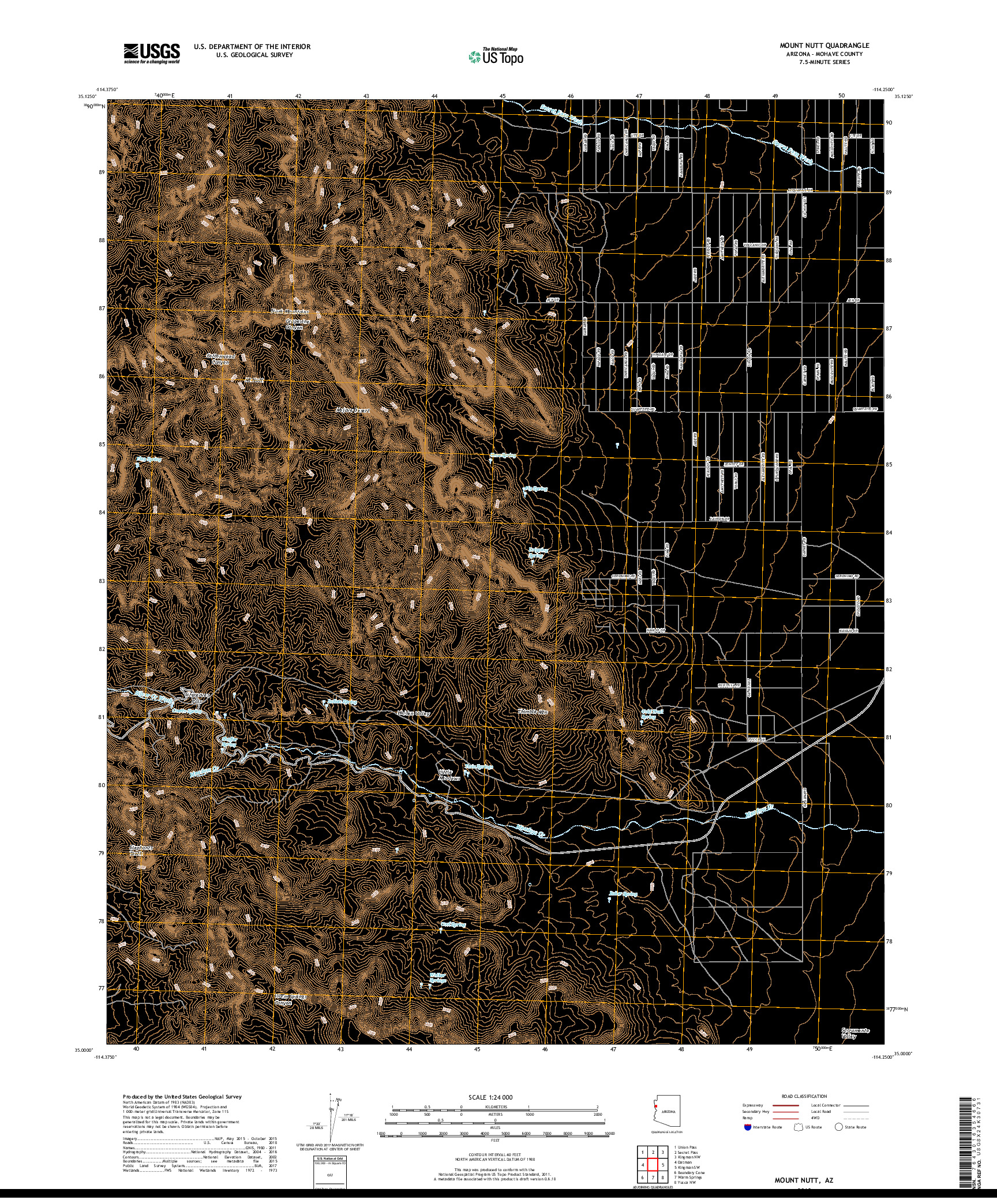 USGS US TOPO 7.5-MINUTE MAP FOR MOUNT NUTT, AZ 2018