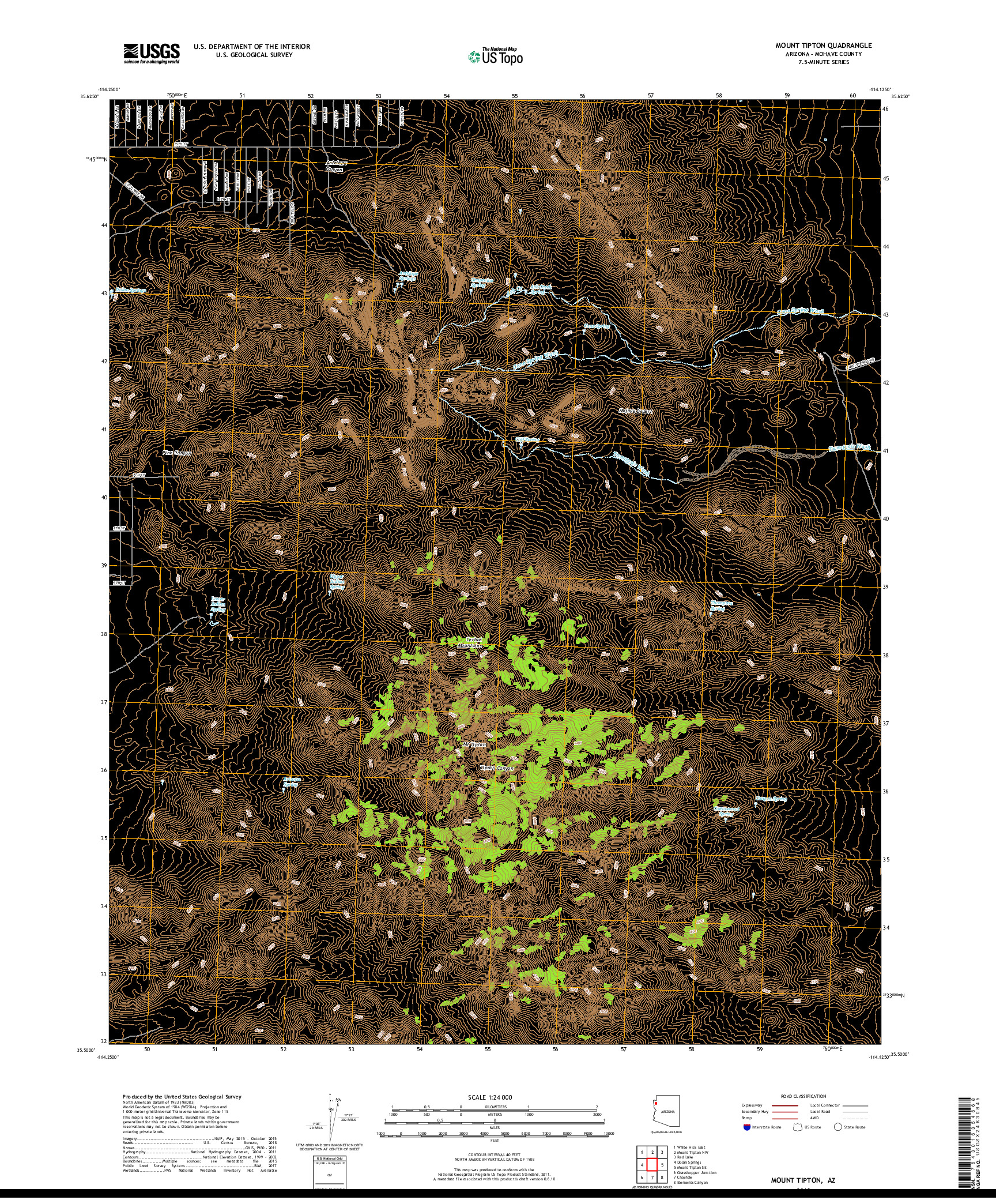 USGS US TOPO 7.5-MINUTE MAP FOR MOUNT TIPTON, AZ 2018