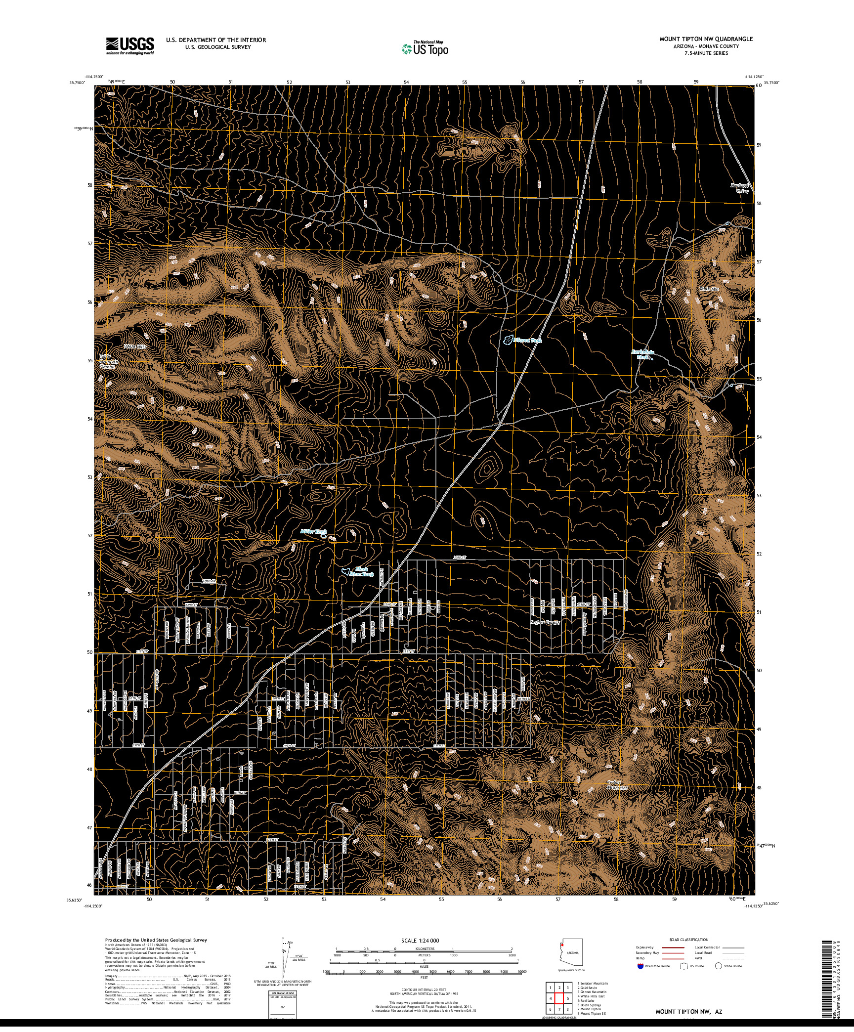 USGS US TOPO 7.5-MINUTE MAP FOR MOUNT TIPTON NW, AZ 2018