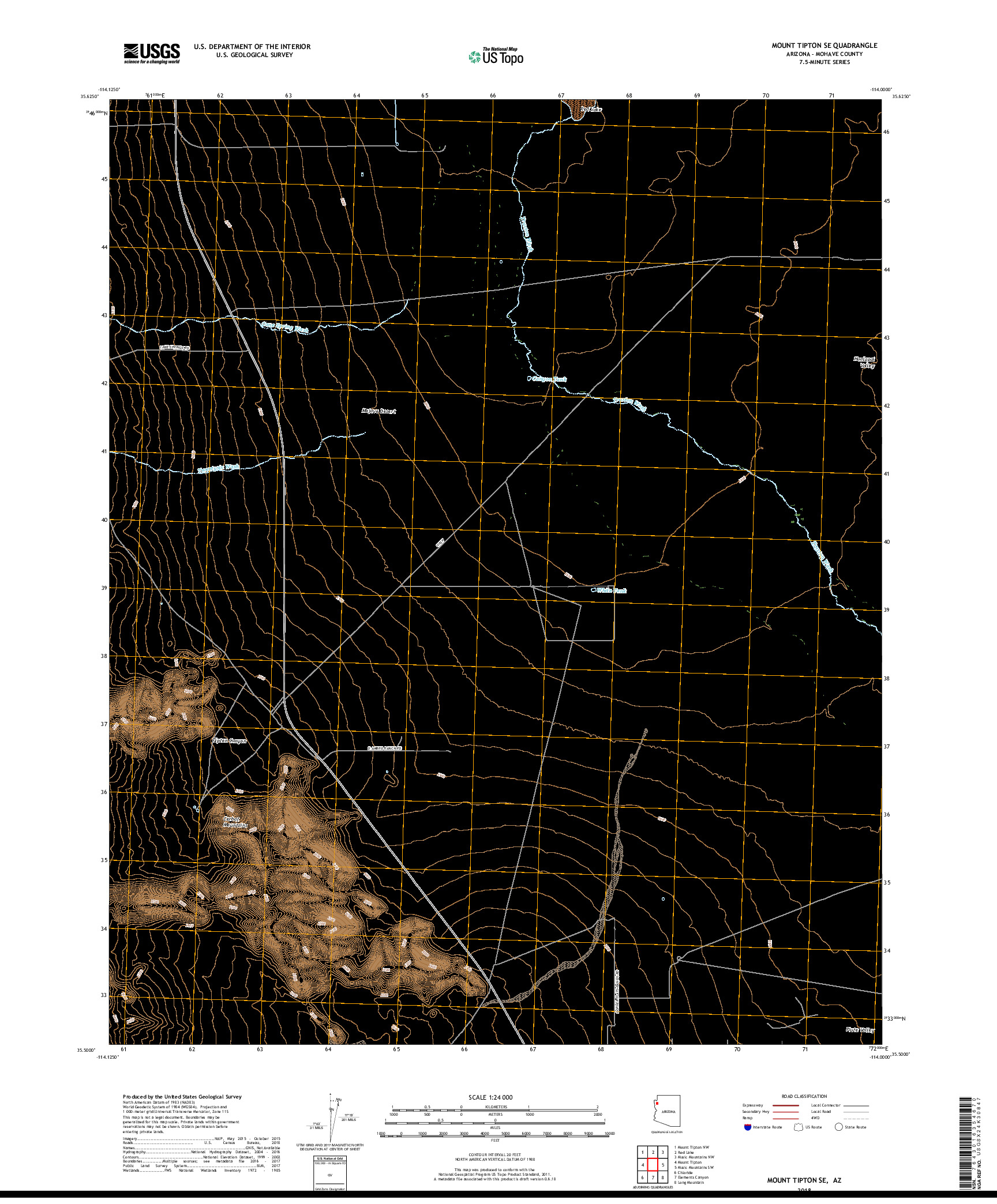 USGS US TOPO 7.5-MINUTE MAP FOR MOUNT TIPTON SE, AZ 2018