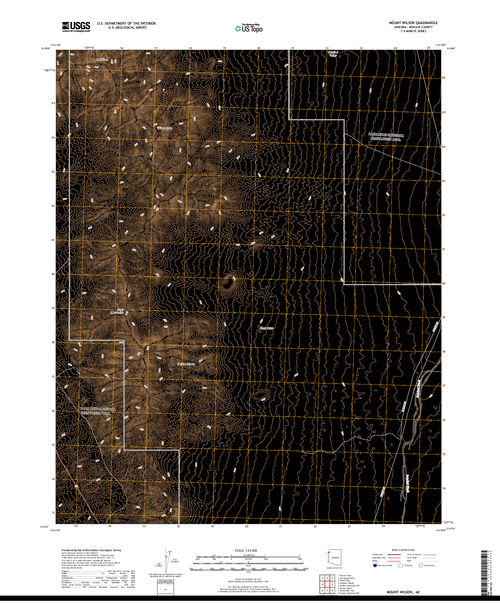 USGS US TOPO 7.5-MINUTE MAP FOR MOUNT WILSON, AZ 2018