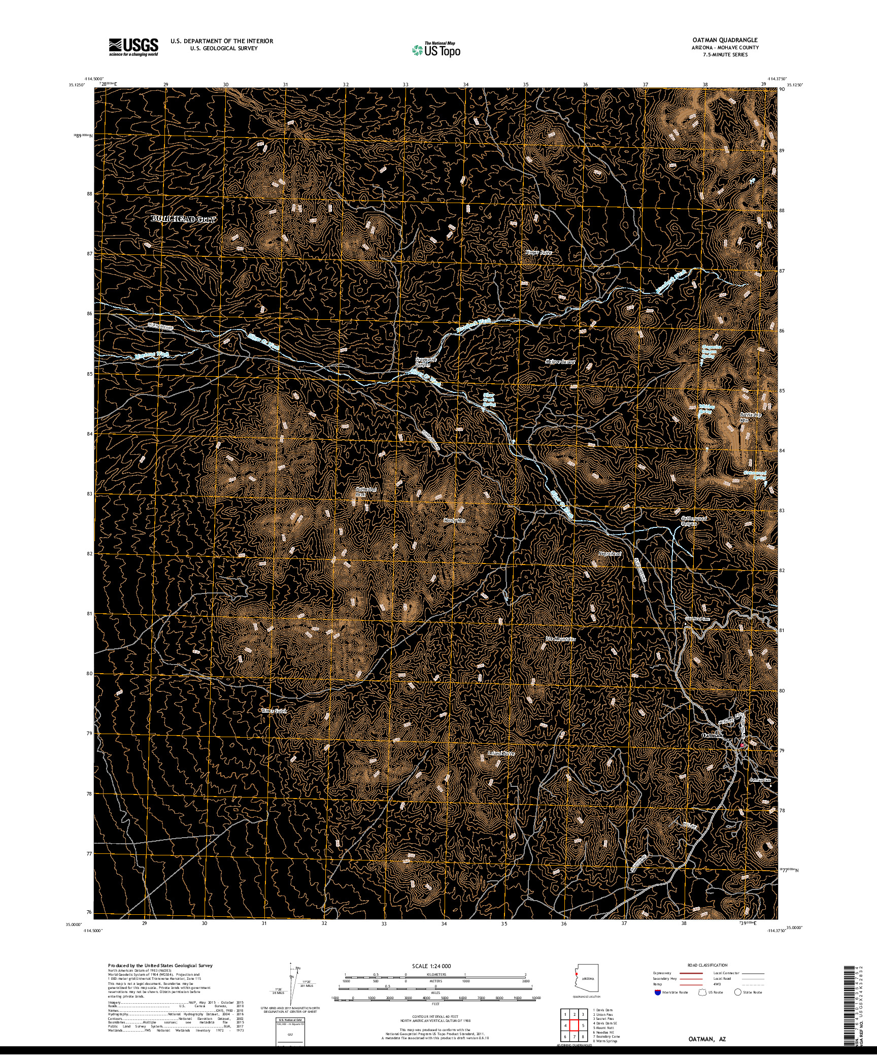 USGS US TOPO 7.5-MINUTE MAP FOR OATMAN, AZ 2018