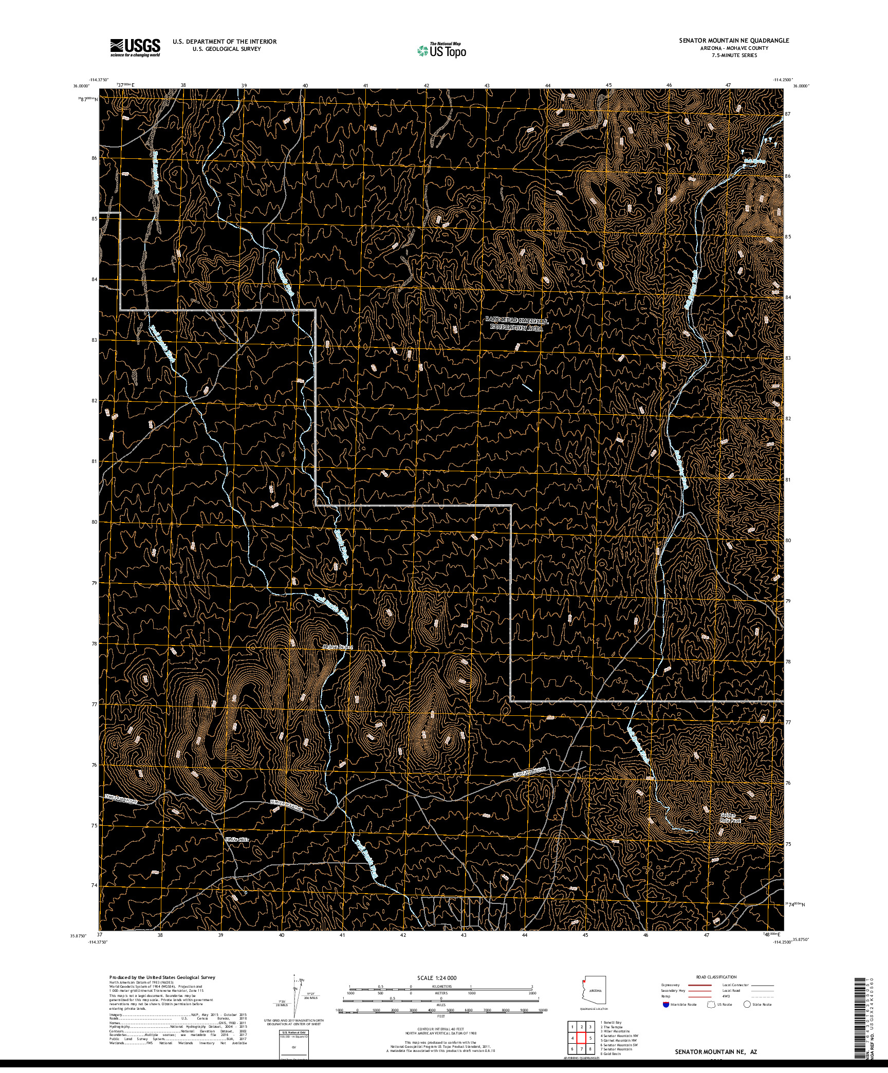 USGS US TOPO 7.5-MINUTE MAP FOR SENATOR MOUNTAIN NE, AZ 2018