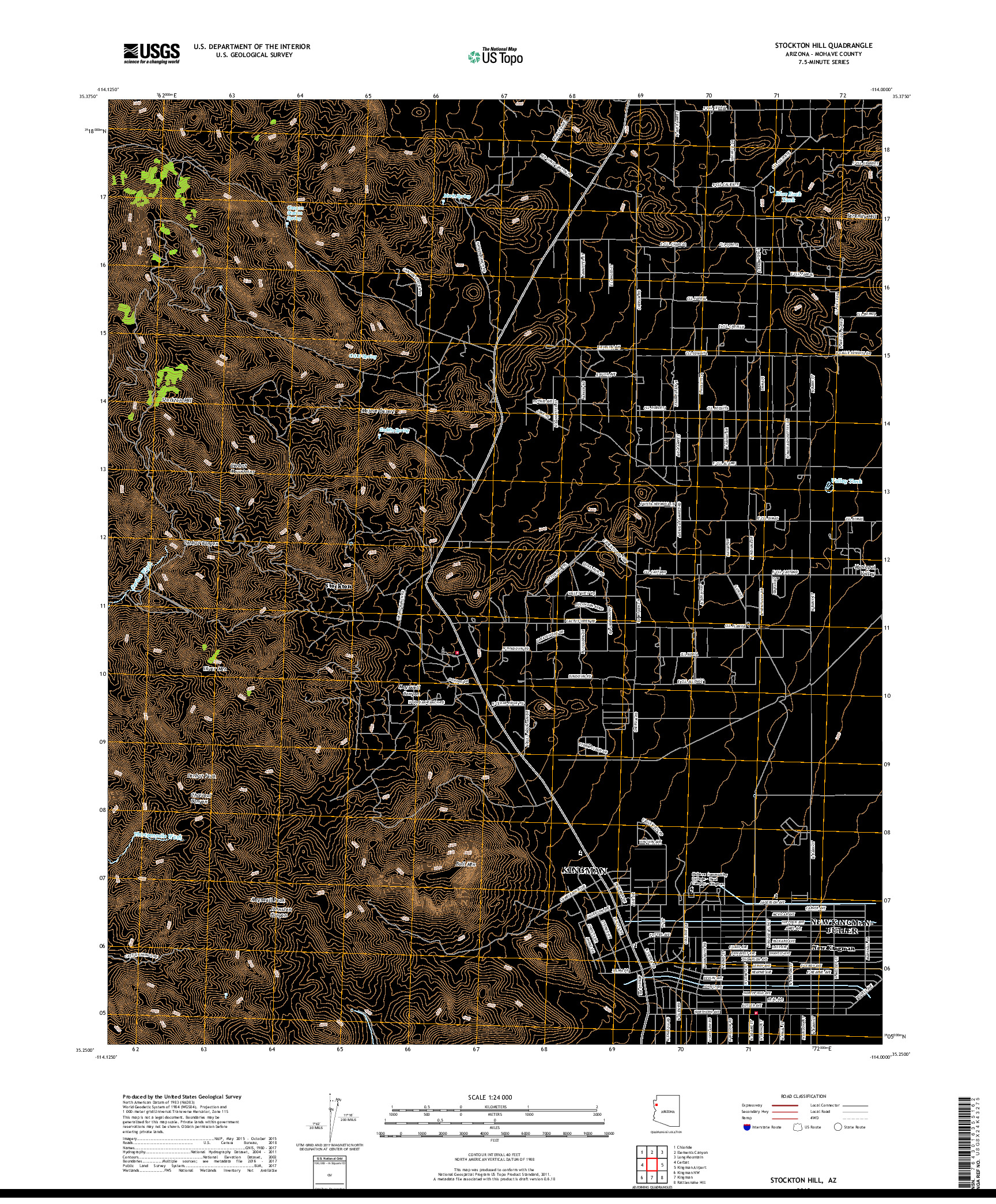 USGS US TOPO 7.5-MINUTE MAP FOR STOCKTON HILL, AZ 2018