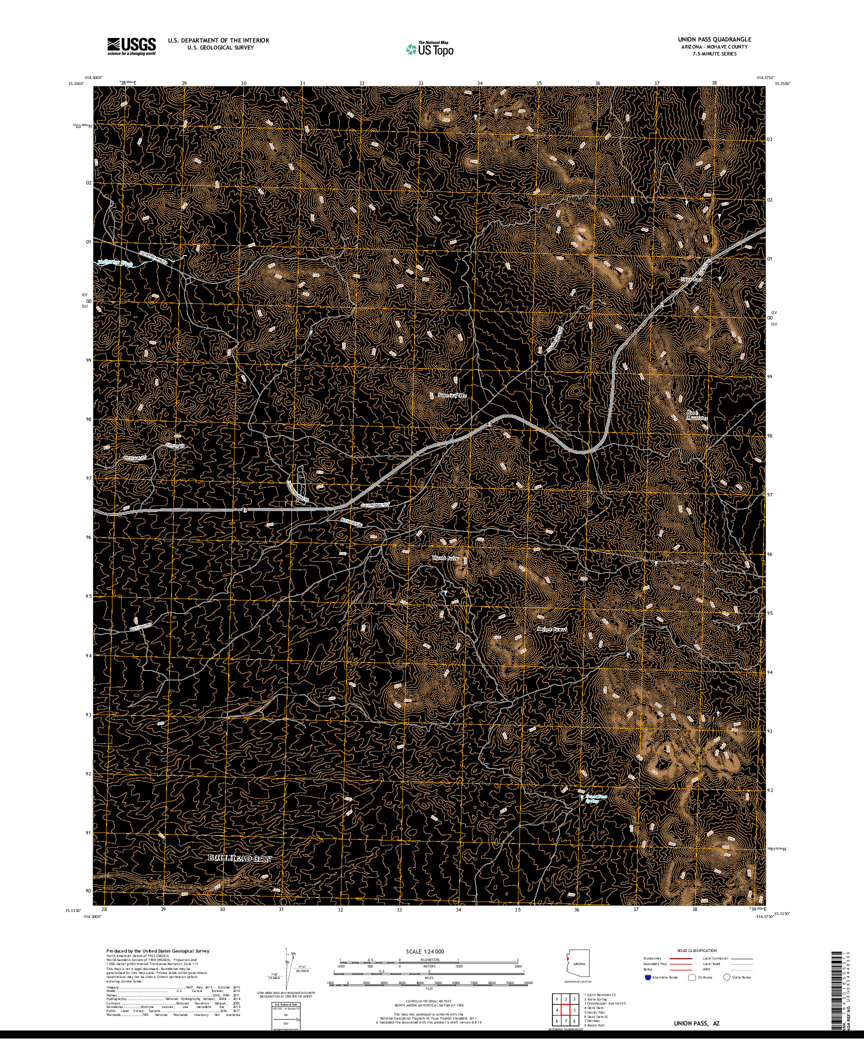 USGS US TOPO 7.5-MINUTE MAP FOR UNION PASS, AZ 2018