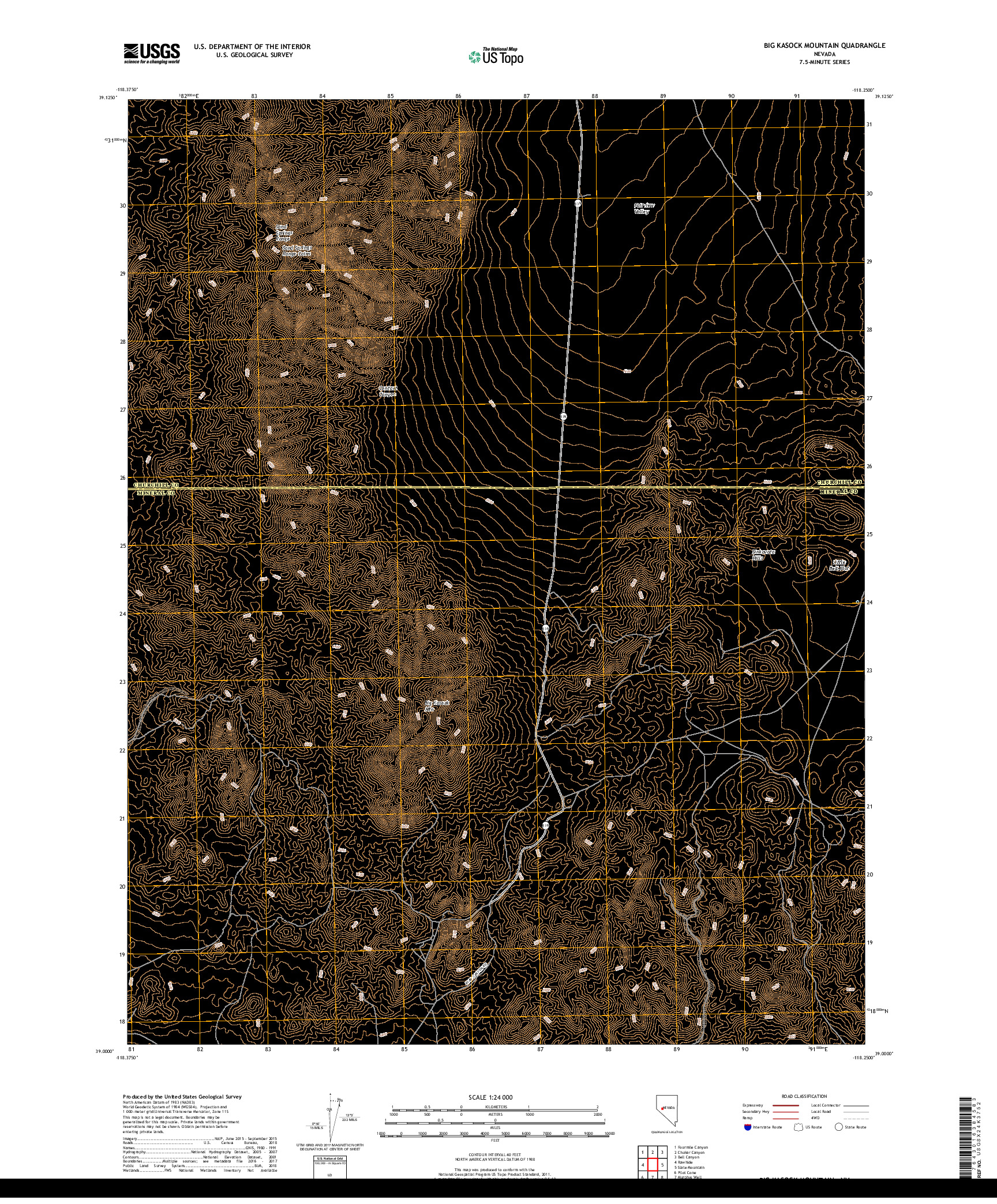 USGS US TOPO 7.5-MINUTE MAP FOR BIG KASOCK MOUNTAIN, NV 2018