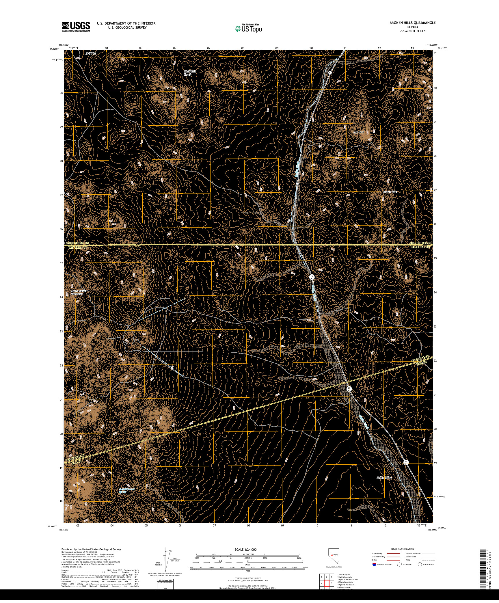 USGS US TOPO 7.5-MINUTE MAP FOR BROKEN HILLS, NV 2018