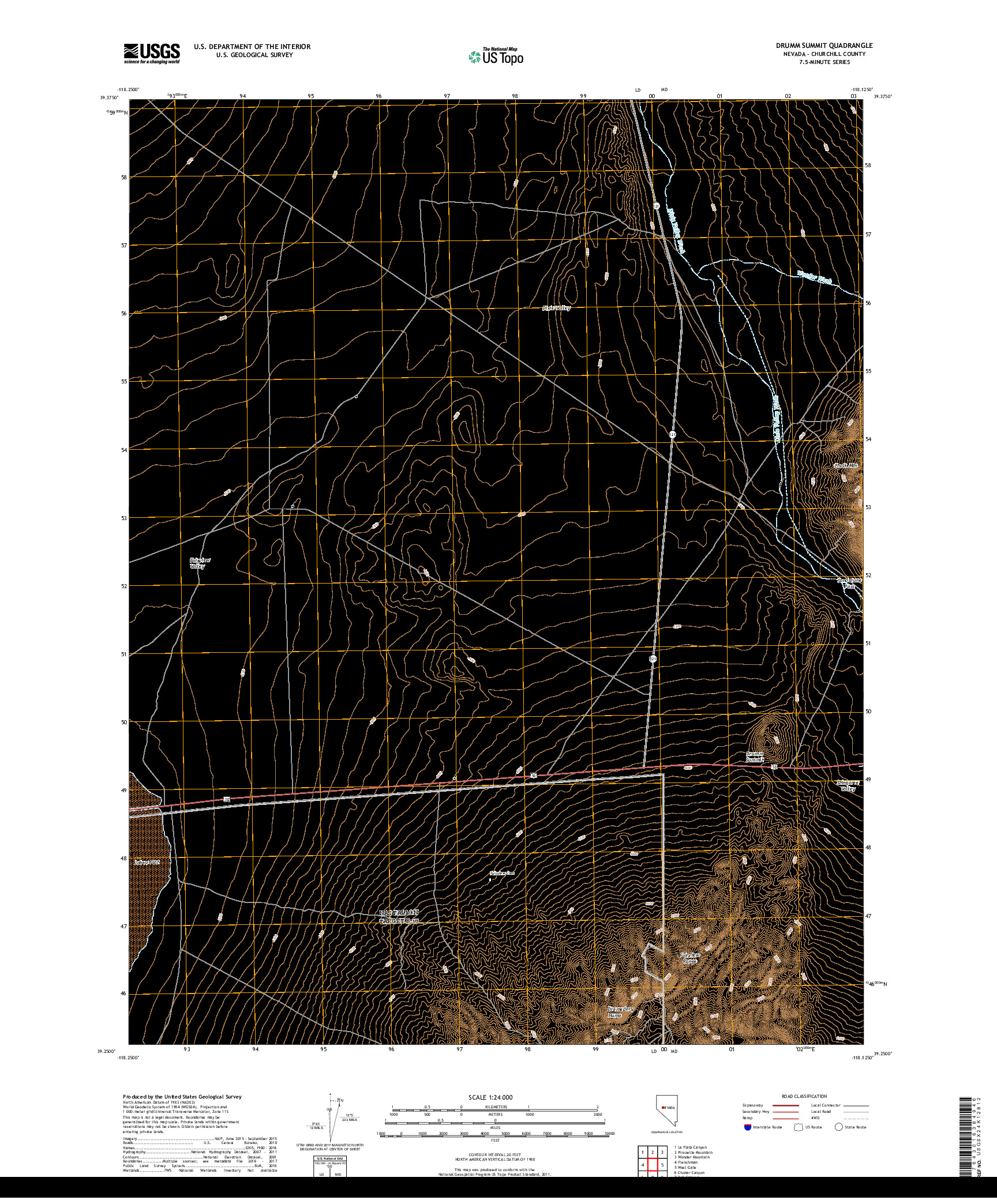 USGS US TOPO 7.5-MINUTE MAP FOR DRUMM SUMMIT, NV 2018