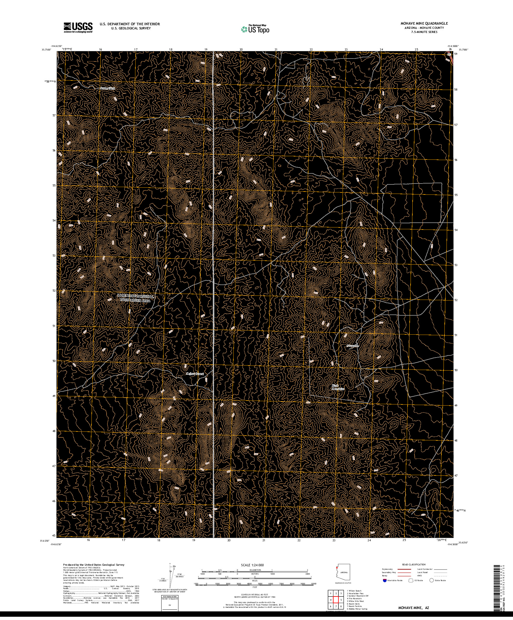 USGS US TOPO 7.5-MINUTE MAP FOR MOHAVE MINE, AZ 2018