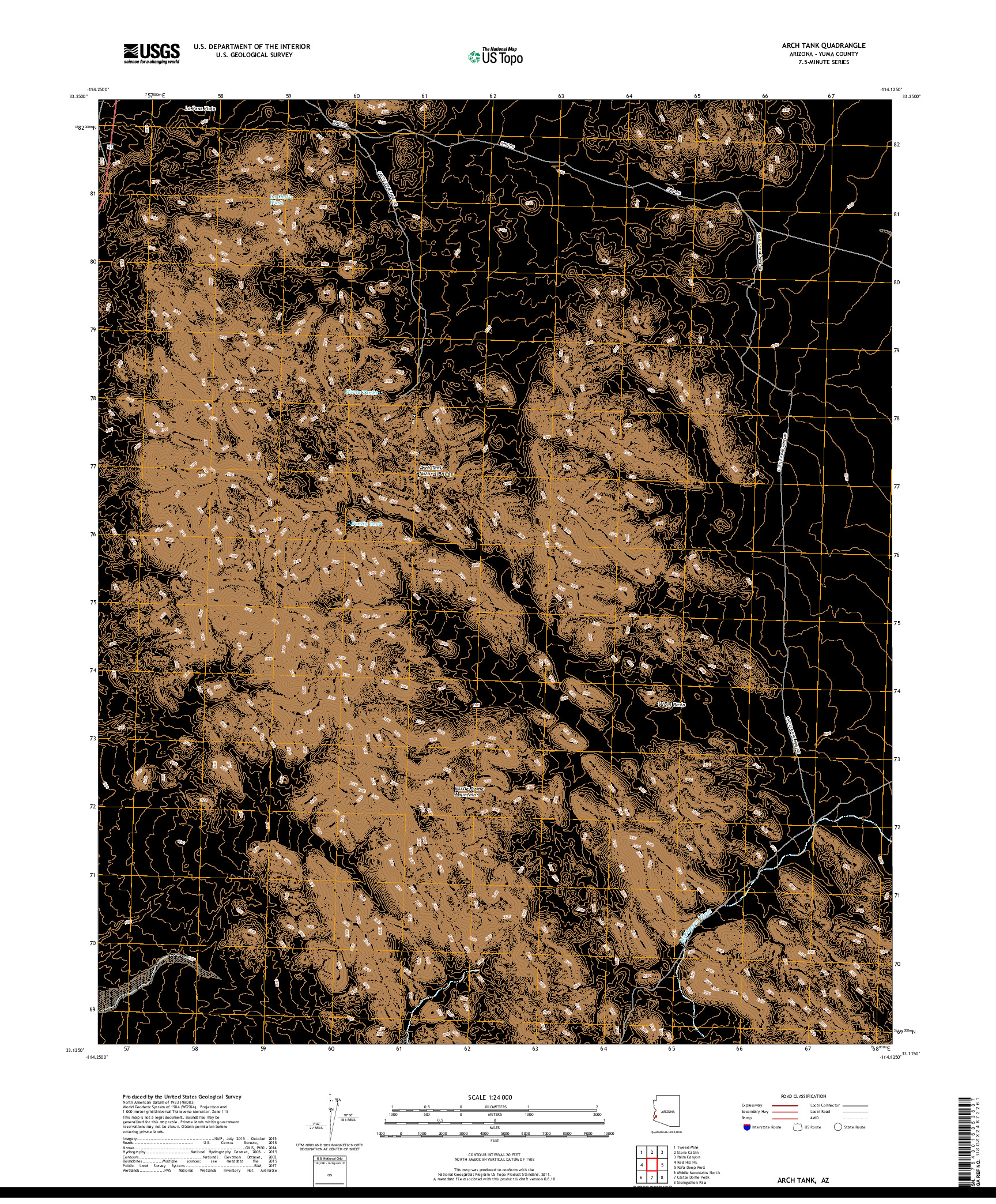 USGS US TOPO 7.5-MINUTE MAP FOR ARCH TANK, AZ 2018