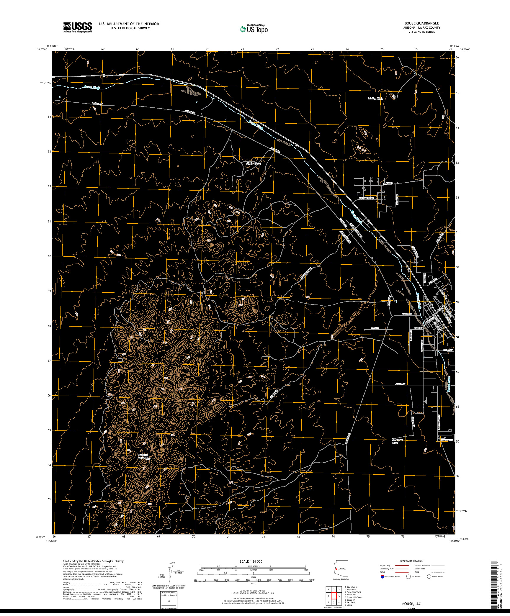 USGS US TOPO 7.5-MINUTE MAP FOR BOUSE, AZ 2018