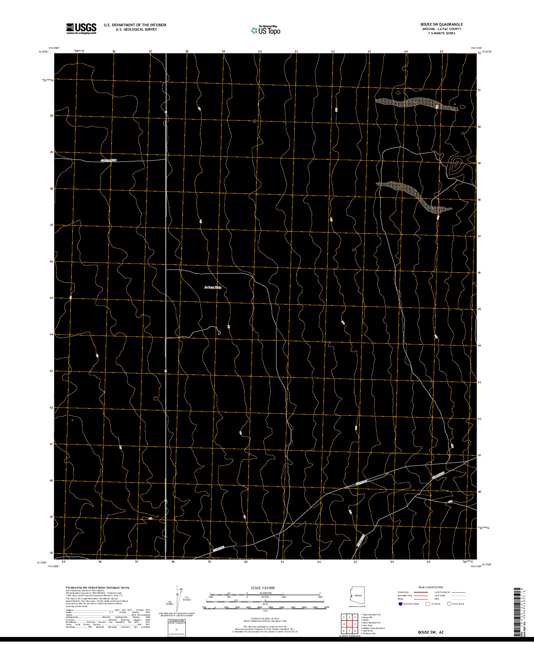 USGS US TOPO 7.5-MINUTE MAP FOR BOUSE SW, AZ 2018