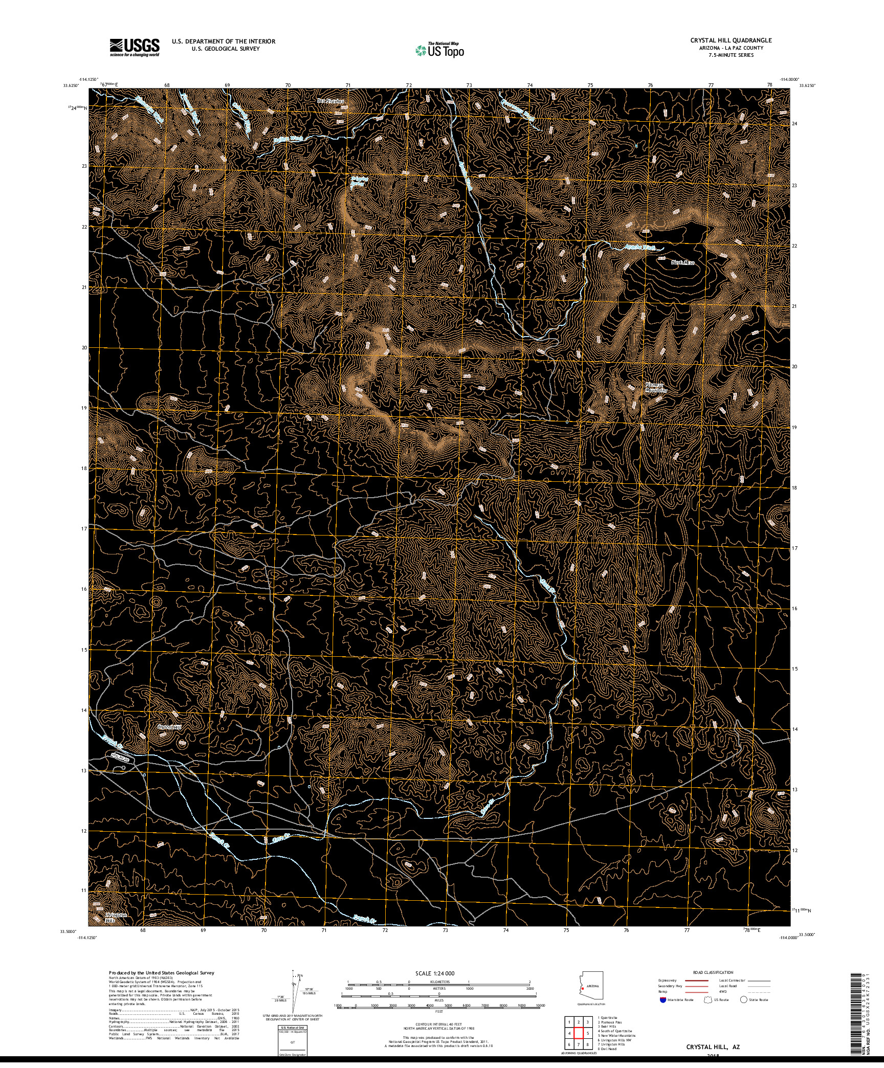 USGS US TOPO 7.5-MINUTE MAP FOR CRYSTAL HILL, AZ 2018