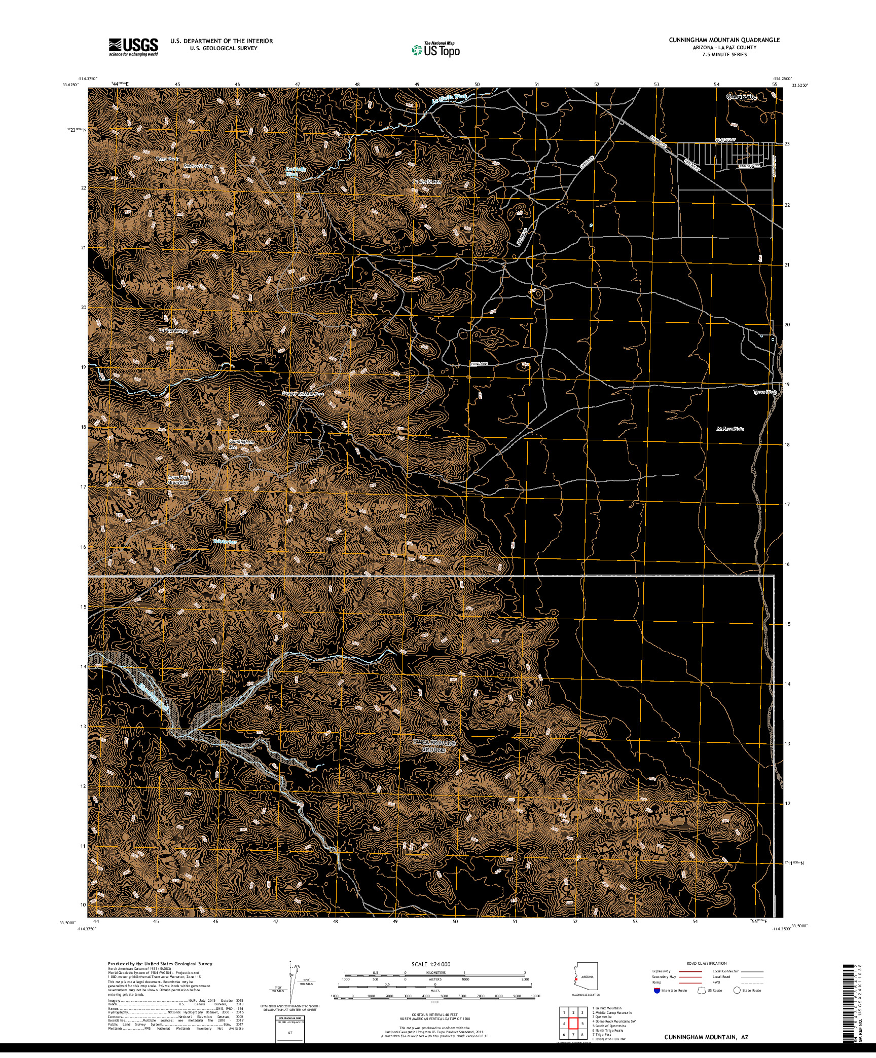 USGS US TOPO 7.5-MINUTE MAP FOR CUNNINGHAM MOUNTAIN, AZ 2018