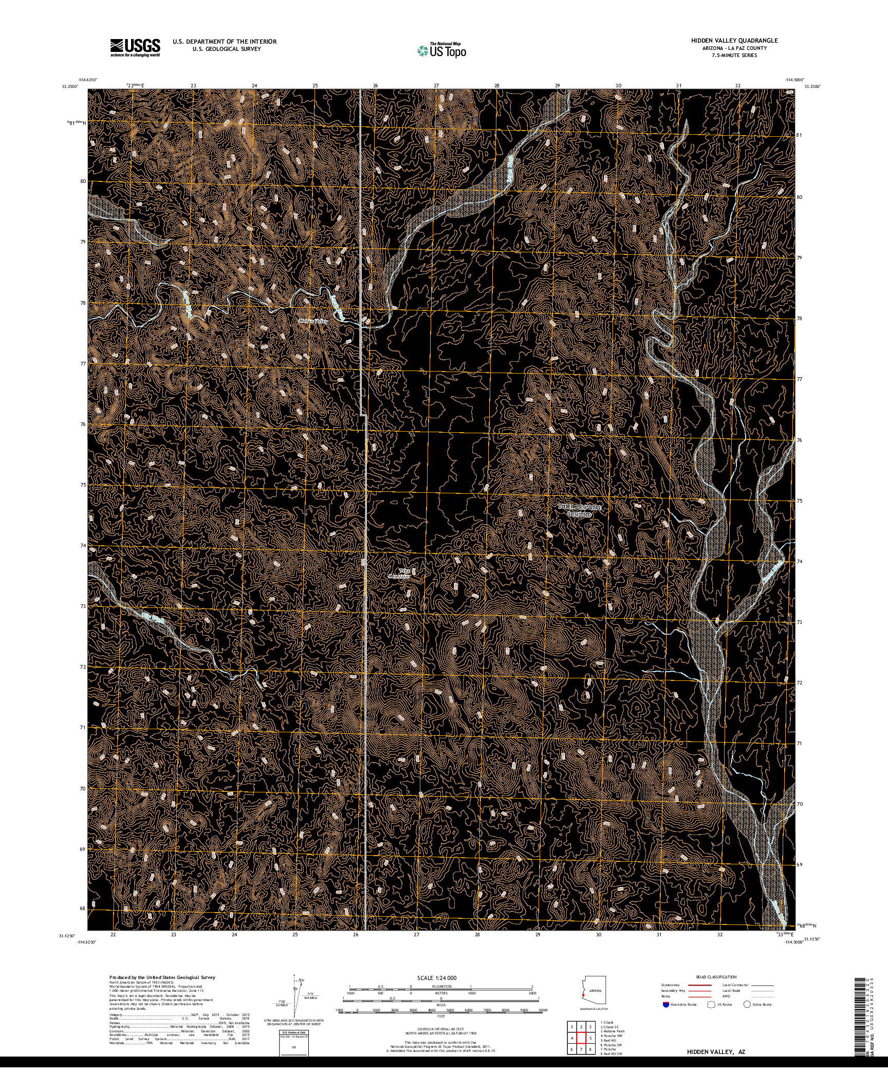 USGS US TOPO 7.5-MINUTE MAP FOR HIDDEN VALLEY, AZ 2018