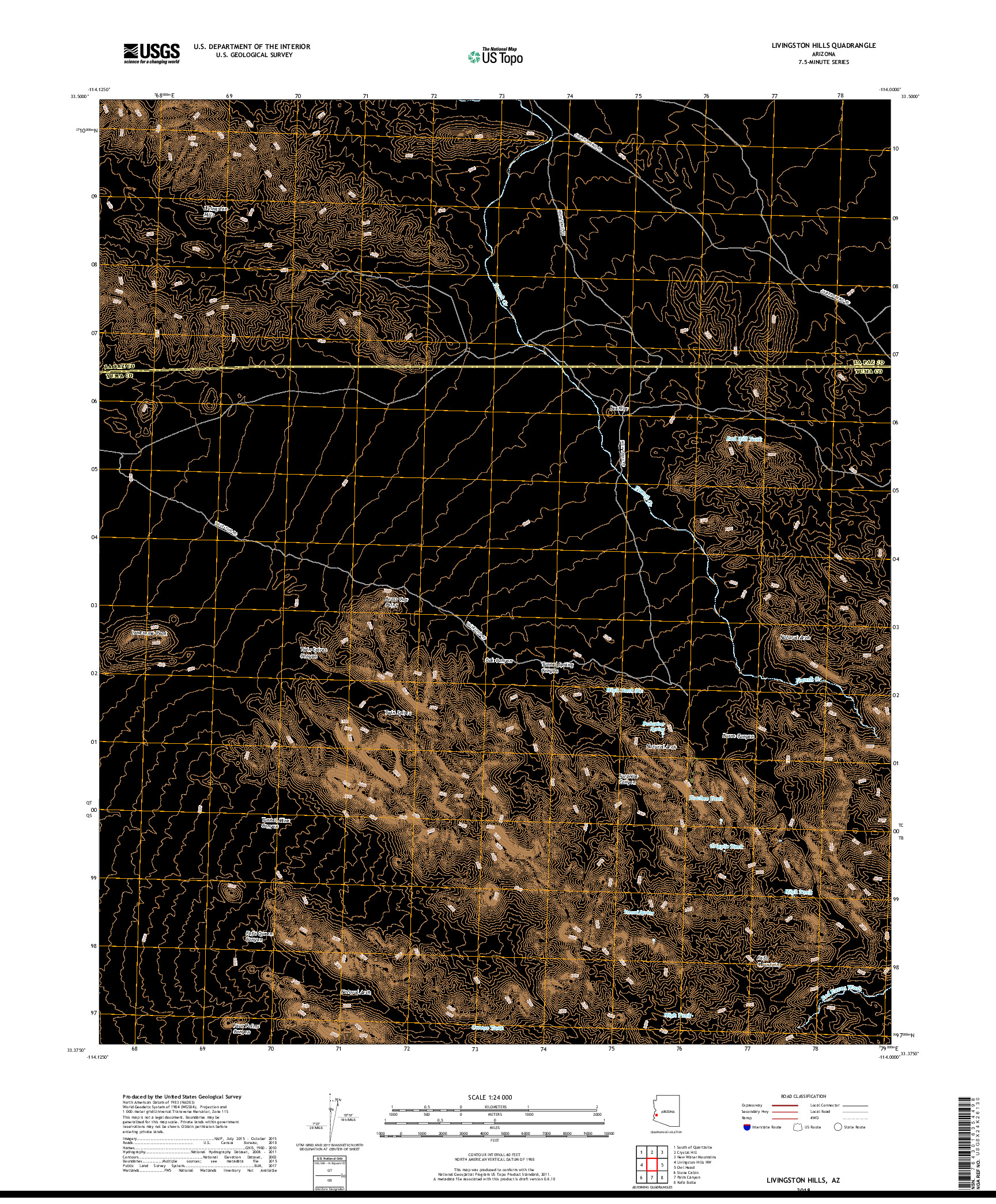 USGS US TOPO 7.5-MINUTE MAP FOR LIVINGSTON HILLS, AZ 2018