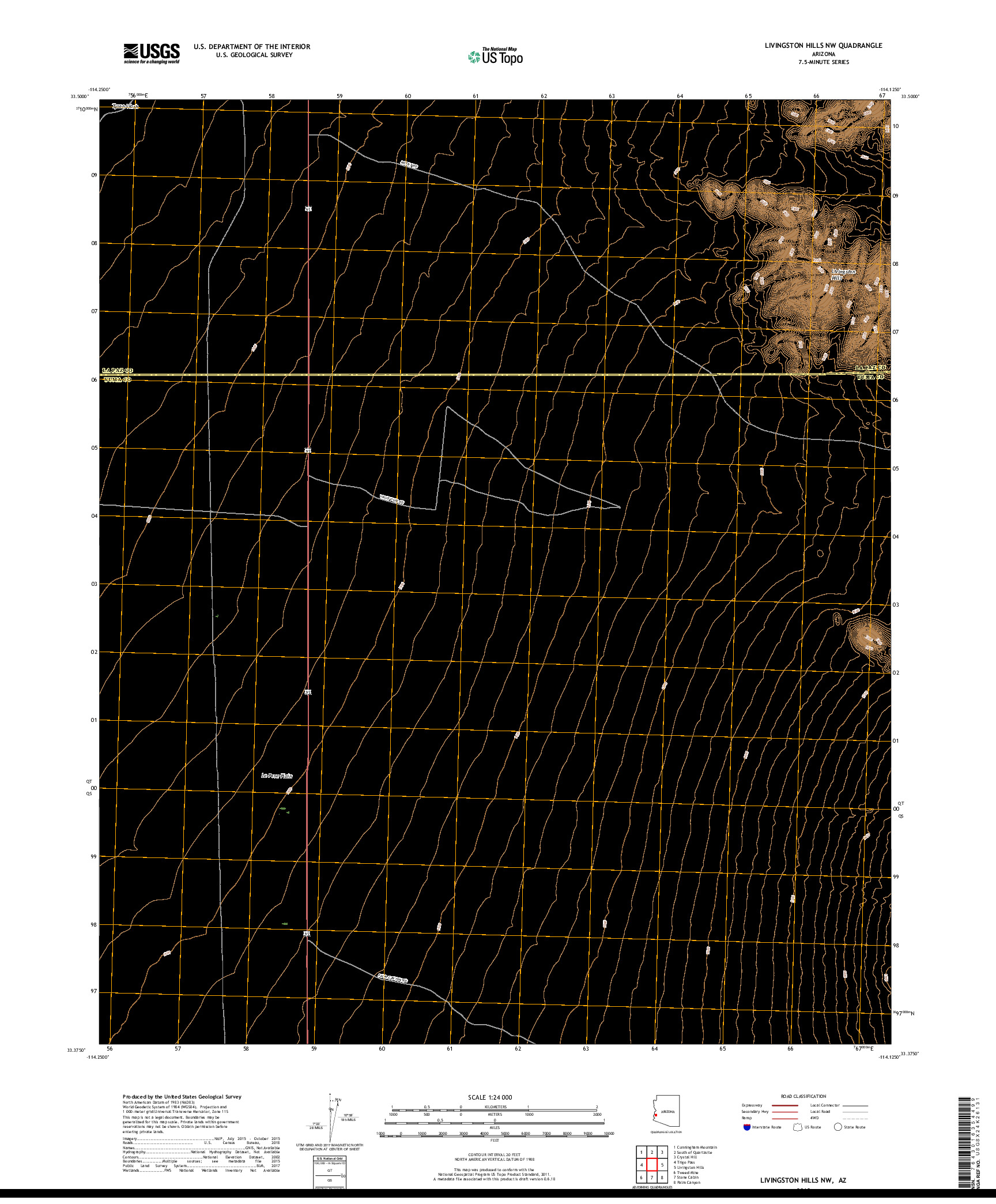 USGS US TOPO 7.5-MINUTE MAP FOR LIVINGSTON HILLS NW, AZ 2018