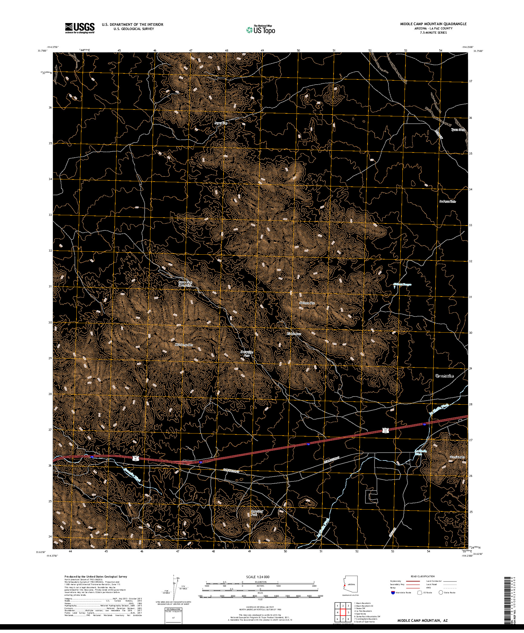 USGS US TOPO 7.5-MINUTE MAP FOR MIDDLE CAMP MOUNTAIN, AZ 2018