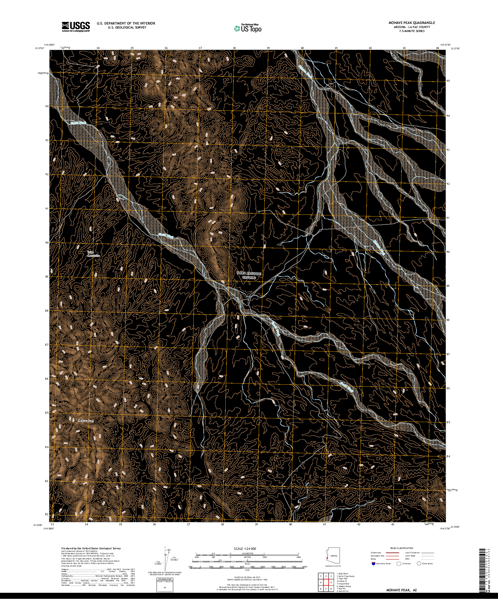 USGS US TOPO 7.5-MINUTE MAP FOR MOHAVE PEAK, AZ 2018