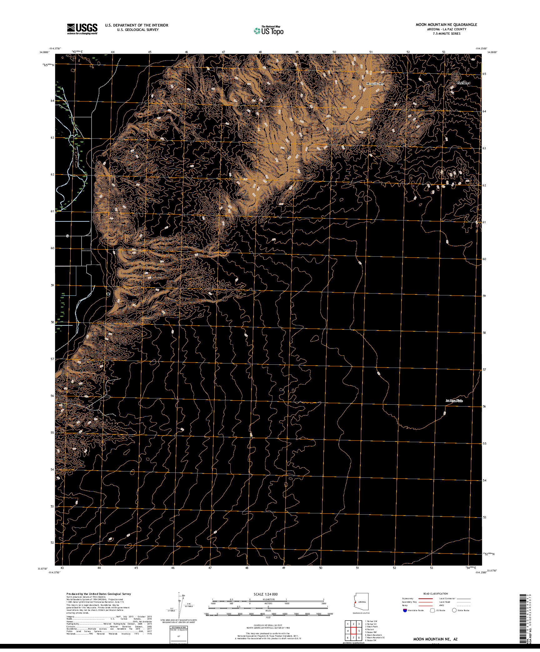 USGS US TOPO 7.5-MINUTE MAP FOR MOON MOUNTAIN NE, AZ 2018