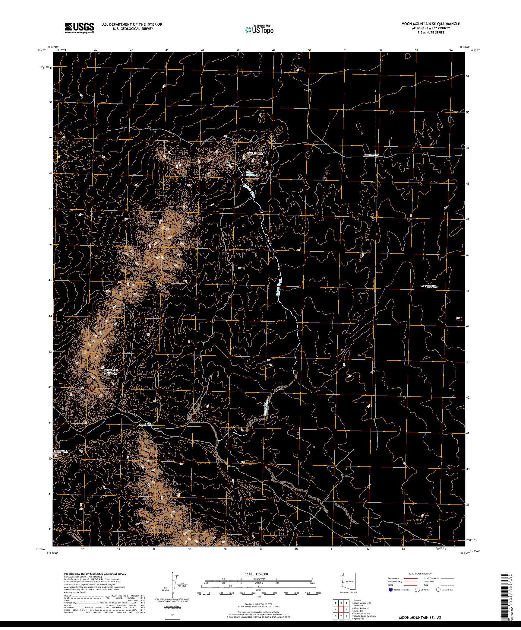 USGS US TOPO 7.5-MINUTE MAP FOR MOON MOUNTAIN SE, AZ 2018