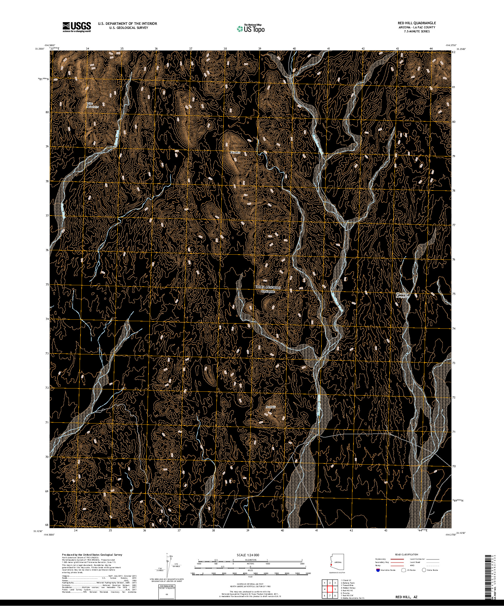 USGS US TOPO 7.5-MINUTE MAP FOR RED HILL, AZ 2018