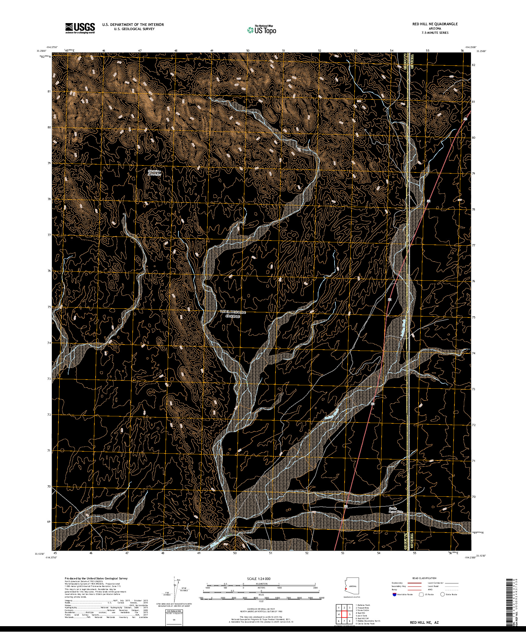 USGS US TOPO 7.5-MINUTE MAP FOR RED HILL NE, AZ 2018