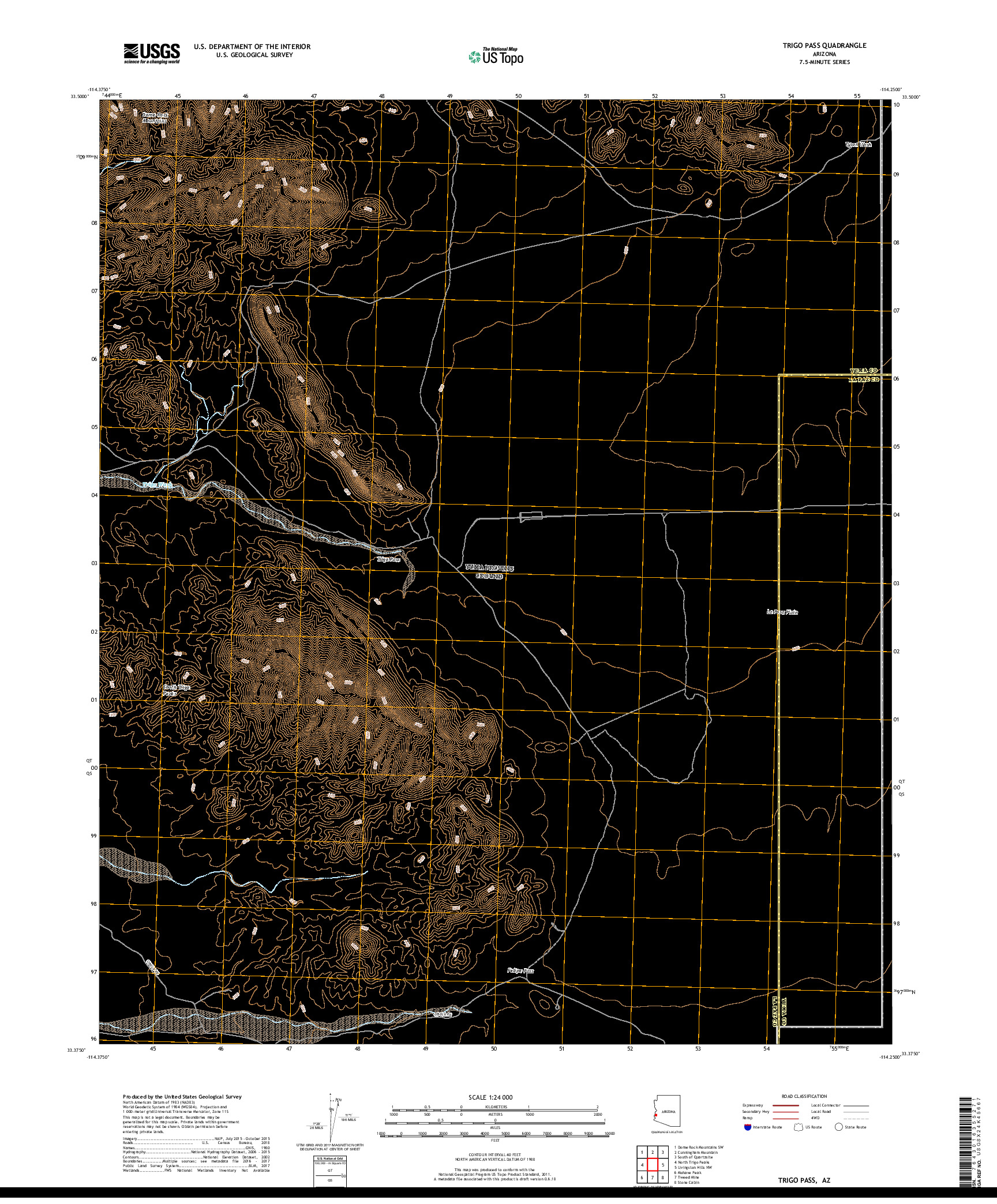 USGS US TOPO 7.5-MINUTE MAP FOR TRIGO PASS, AZ 2018