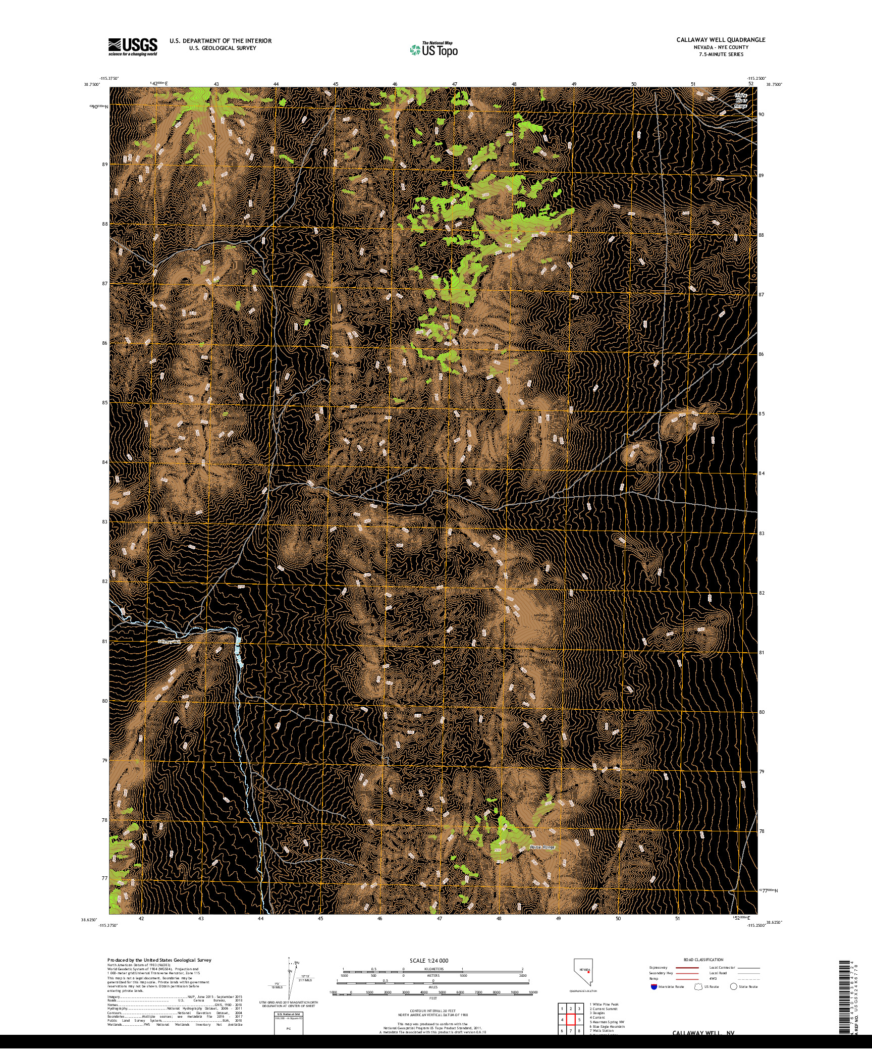 USGS US TOPO 7.5-MINUTE MAP FOR CALLAWAY WELL, NV 2018