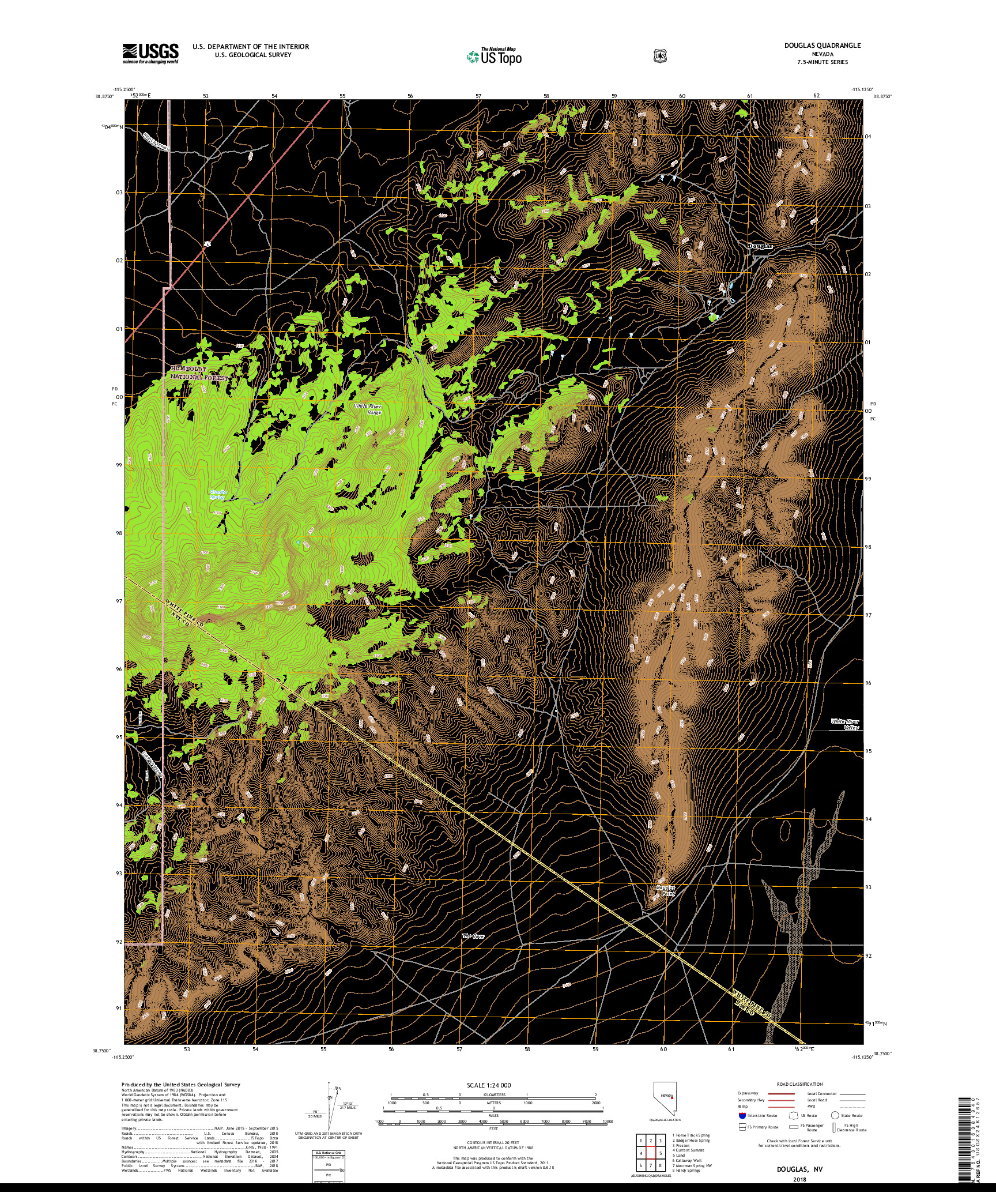 USGS US TOPO 7.5-MINUTE MAP FOR DOUGLAS, NV 2018