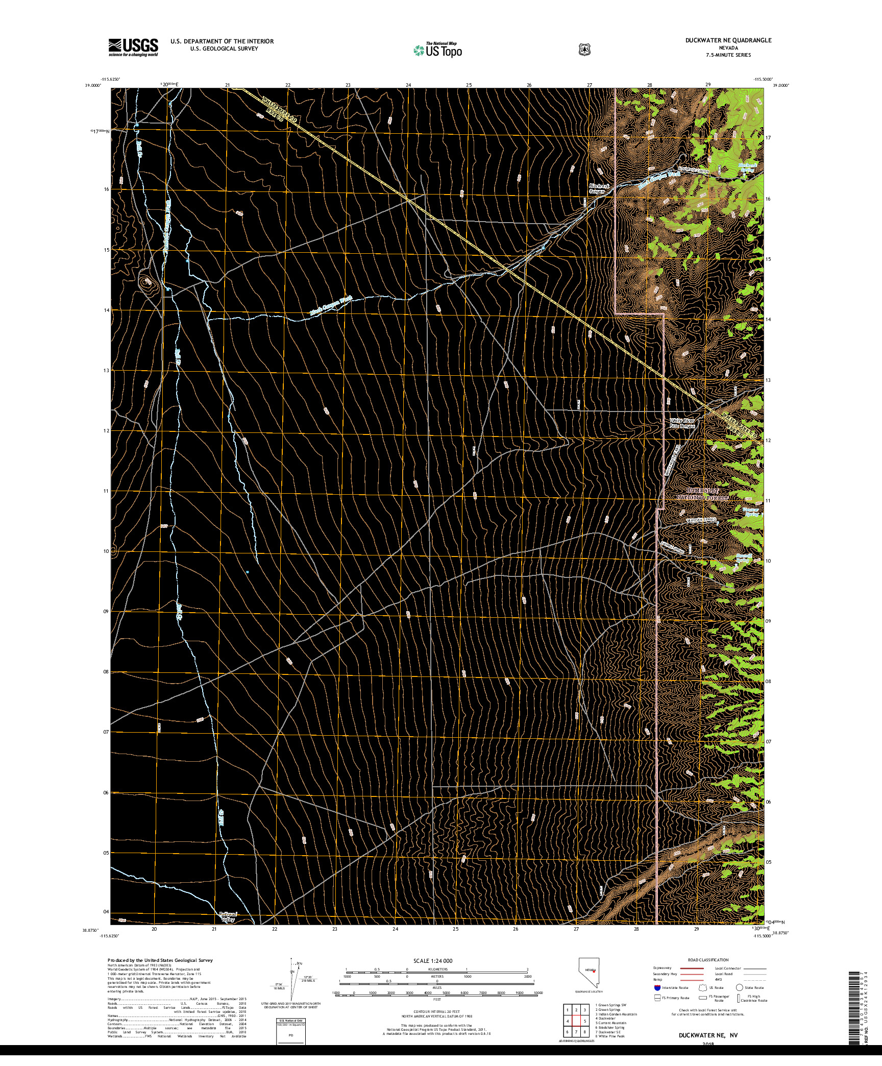 USGS US TOPO 7.5-MINUTE MAP FOR DUCKWATER NE, NV 2018