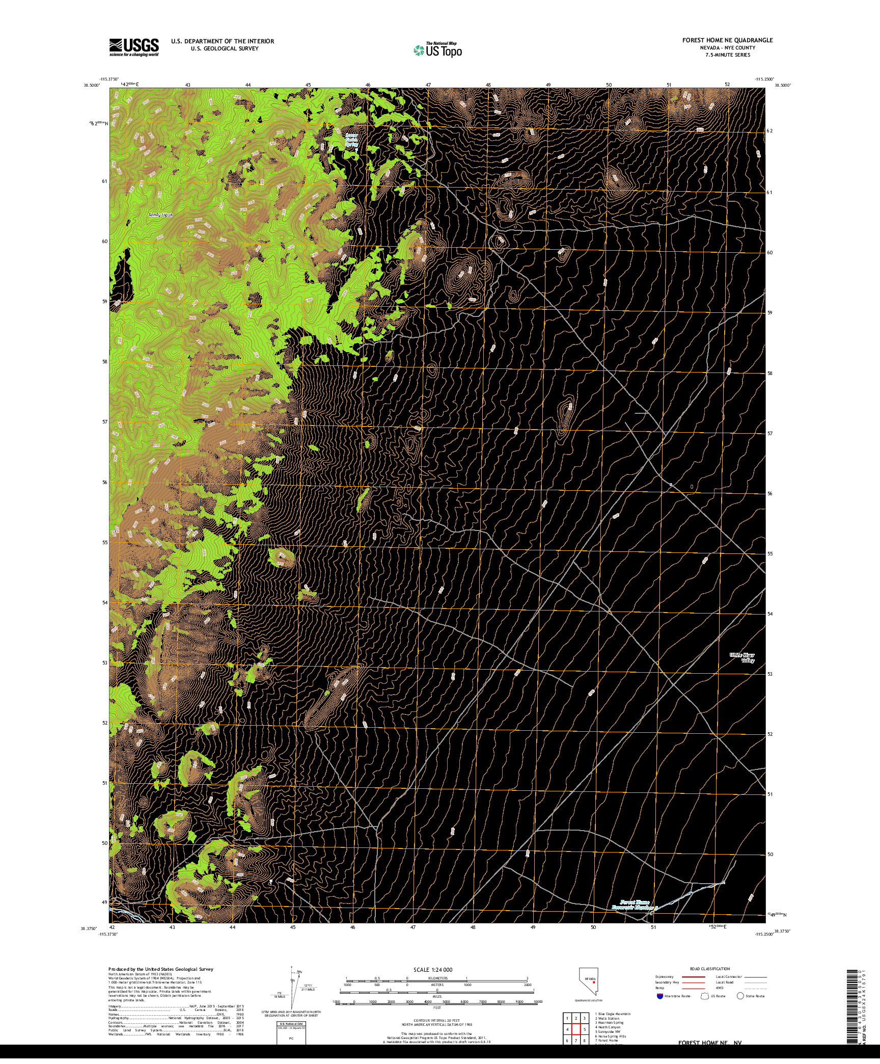 USGS US TOPO 7.5-MINUTE MAP FOR FOREST HOME NE, NV 2018