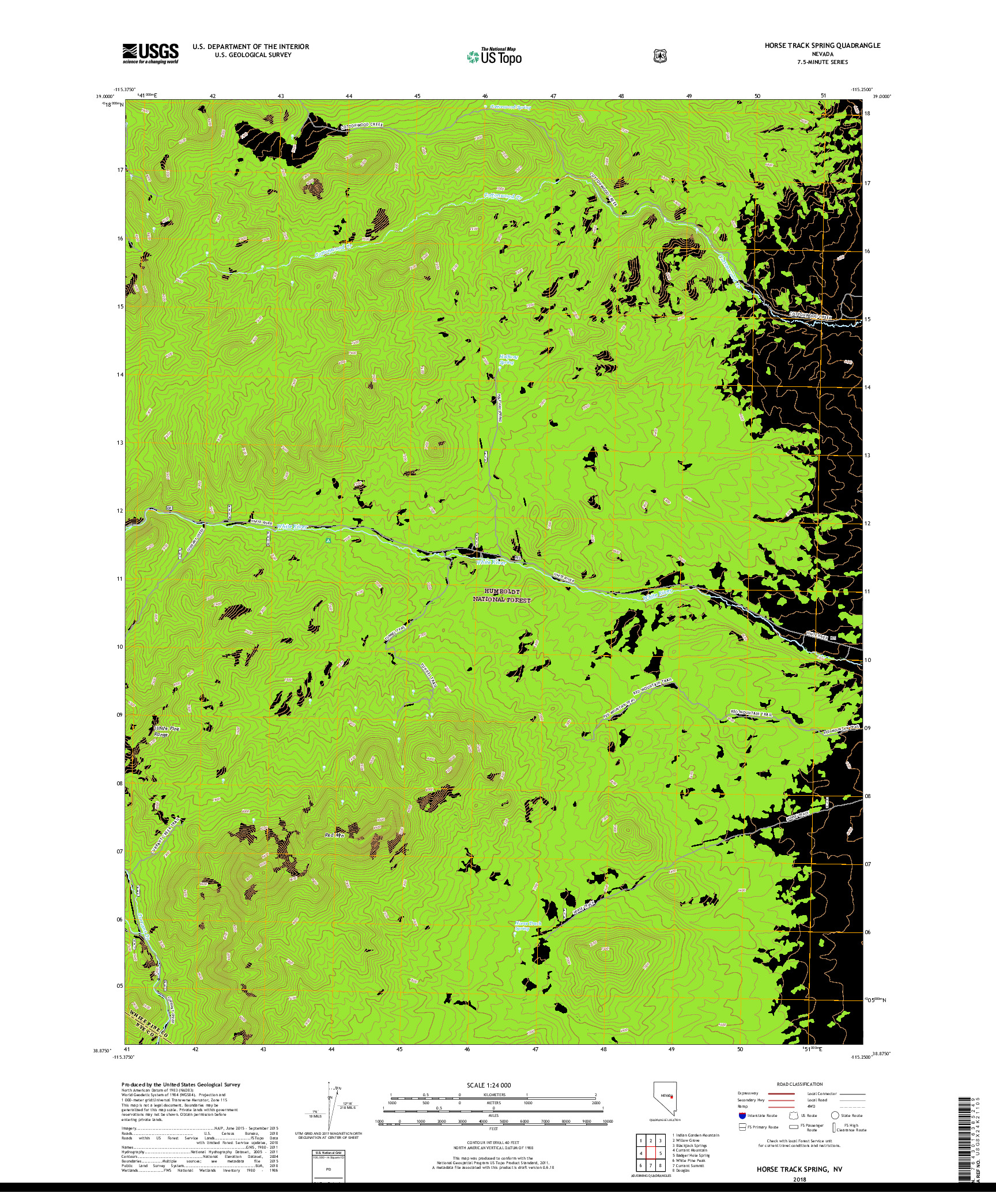 USGS US TOPO 7.5-MINUTE MAP FOR HORSE TRACK SPRING, NV 2018