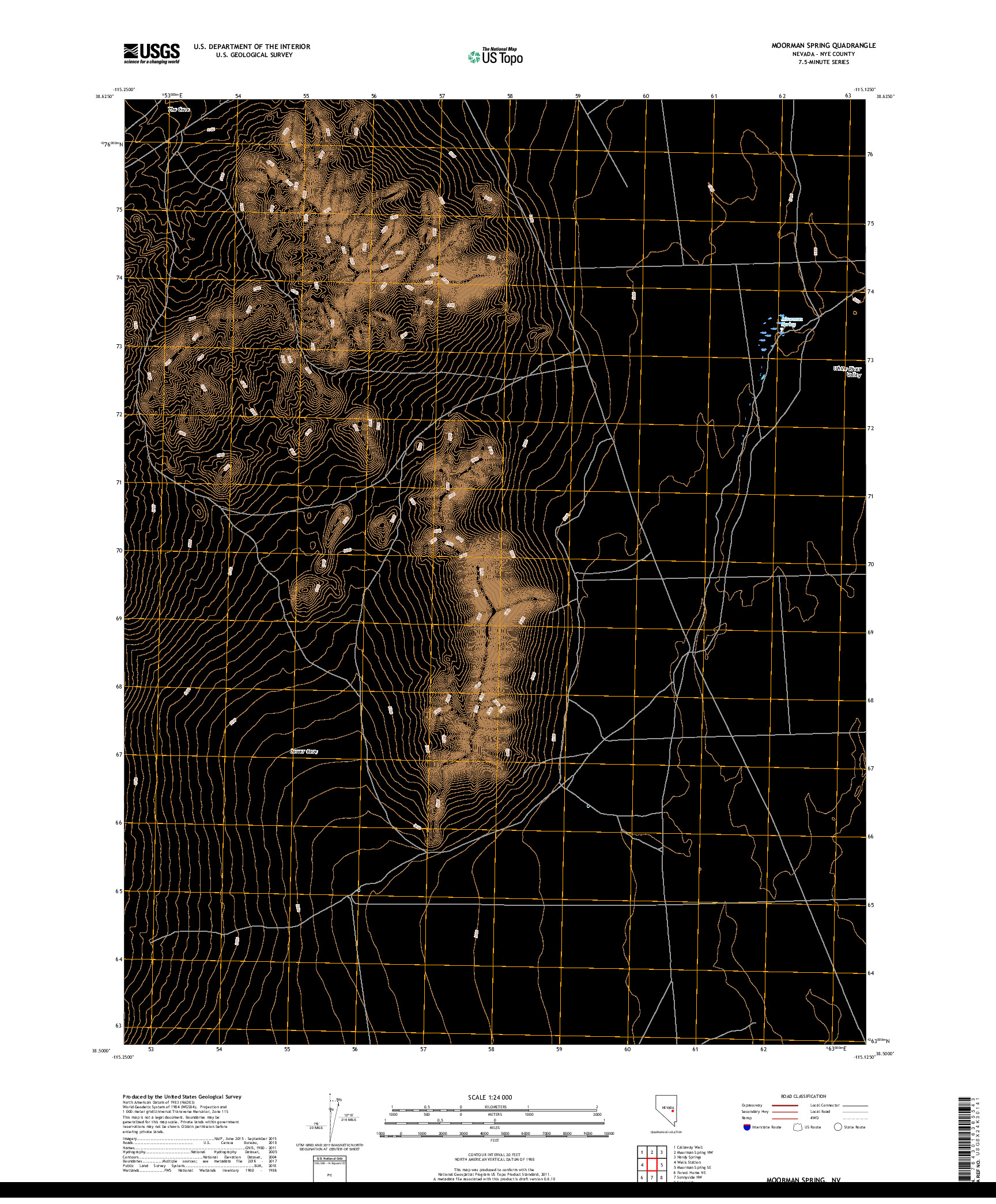 USGS US TOPO 7.5-MINUTE MAP FOR MOORMAN SPRING, NV 2018