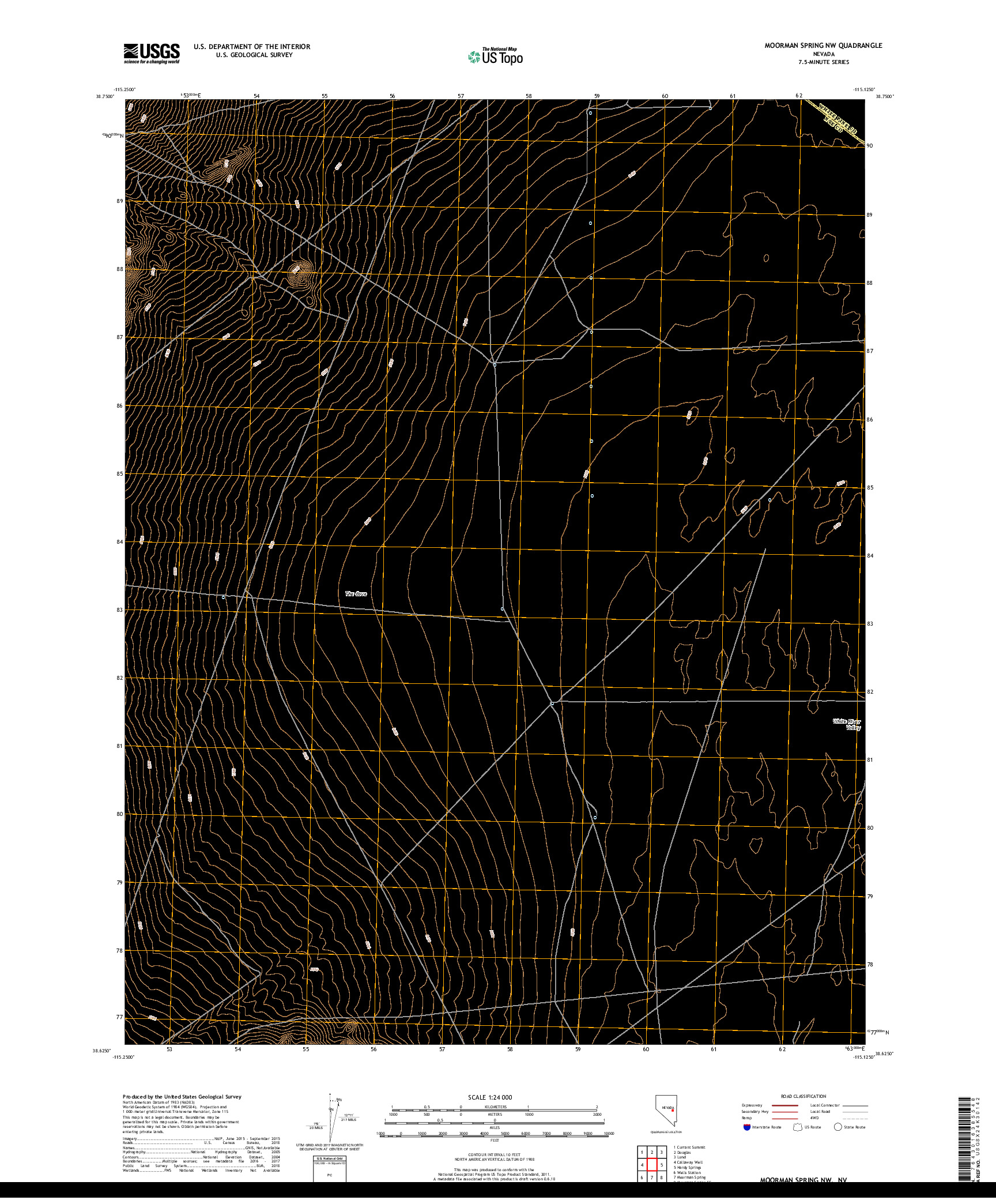 USGS US TOPO 7.5-MINUTE MAP FOR MOORMAN SPRING NW, NV 2018