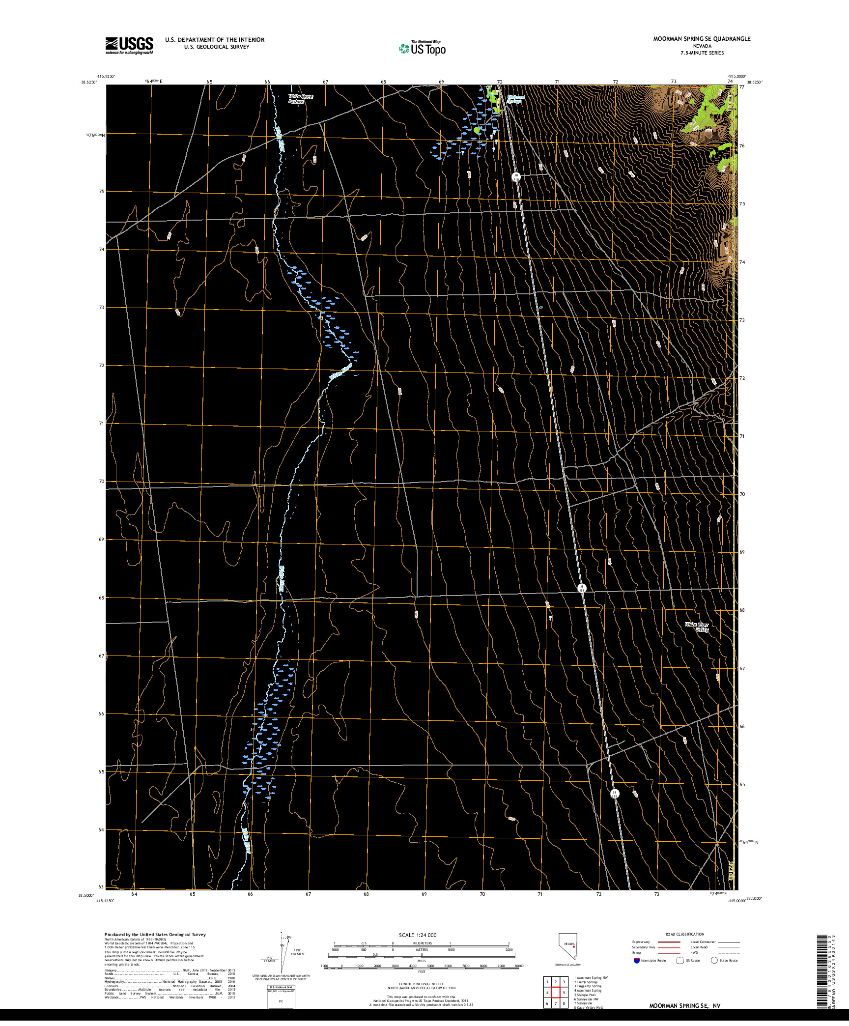 USGS US TOPO 7.5-MINUTE MAP FOR MOORMAN SPRING SE, NV 2018