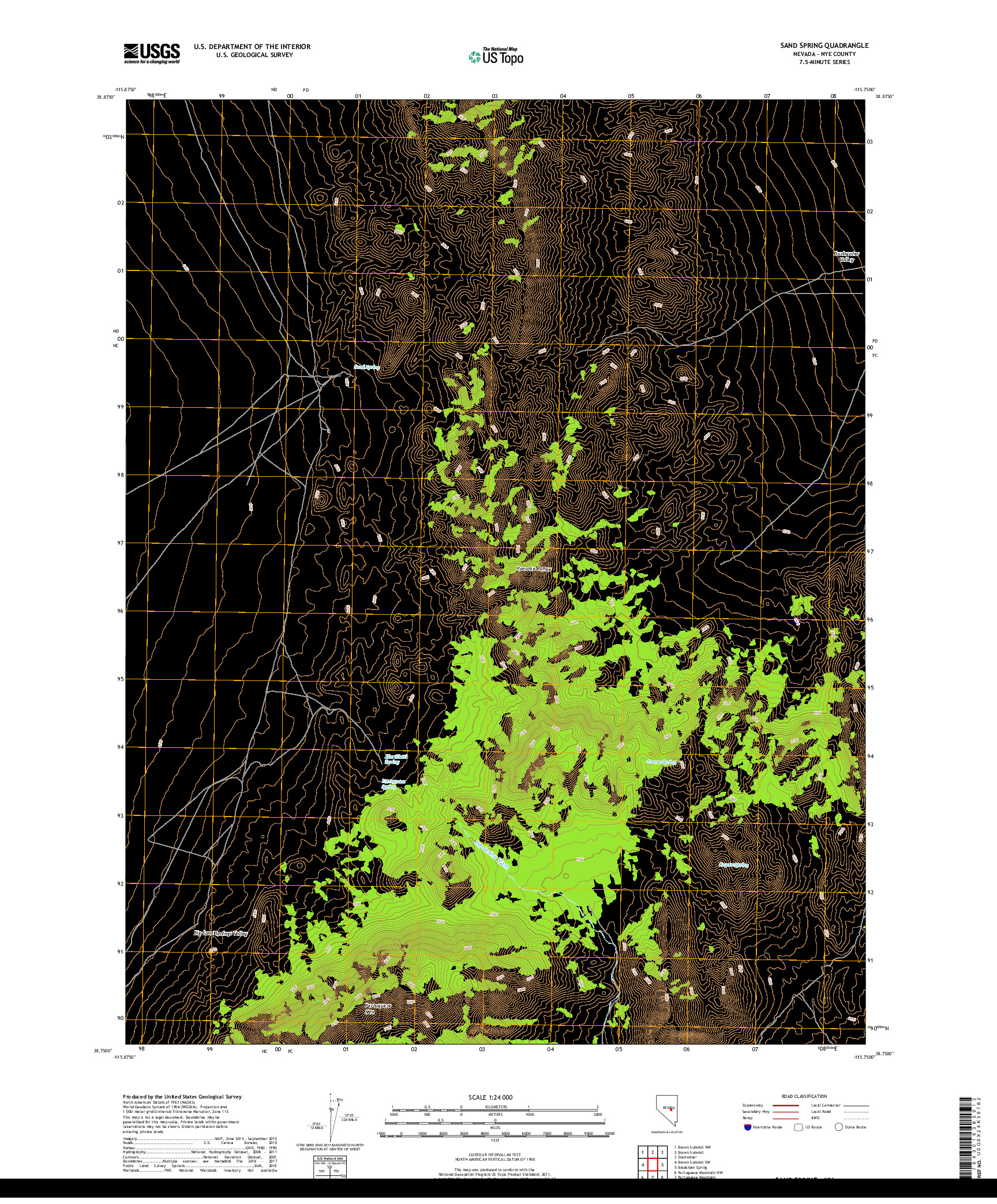 USGS US TOPO 7.5-MINUTE MAP FOR SAND SPRING, NV 2018