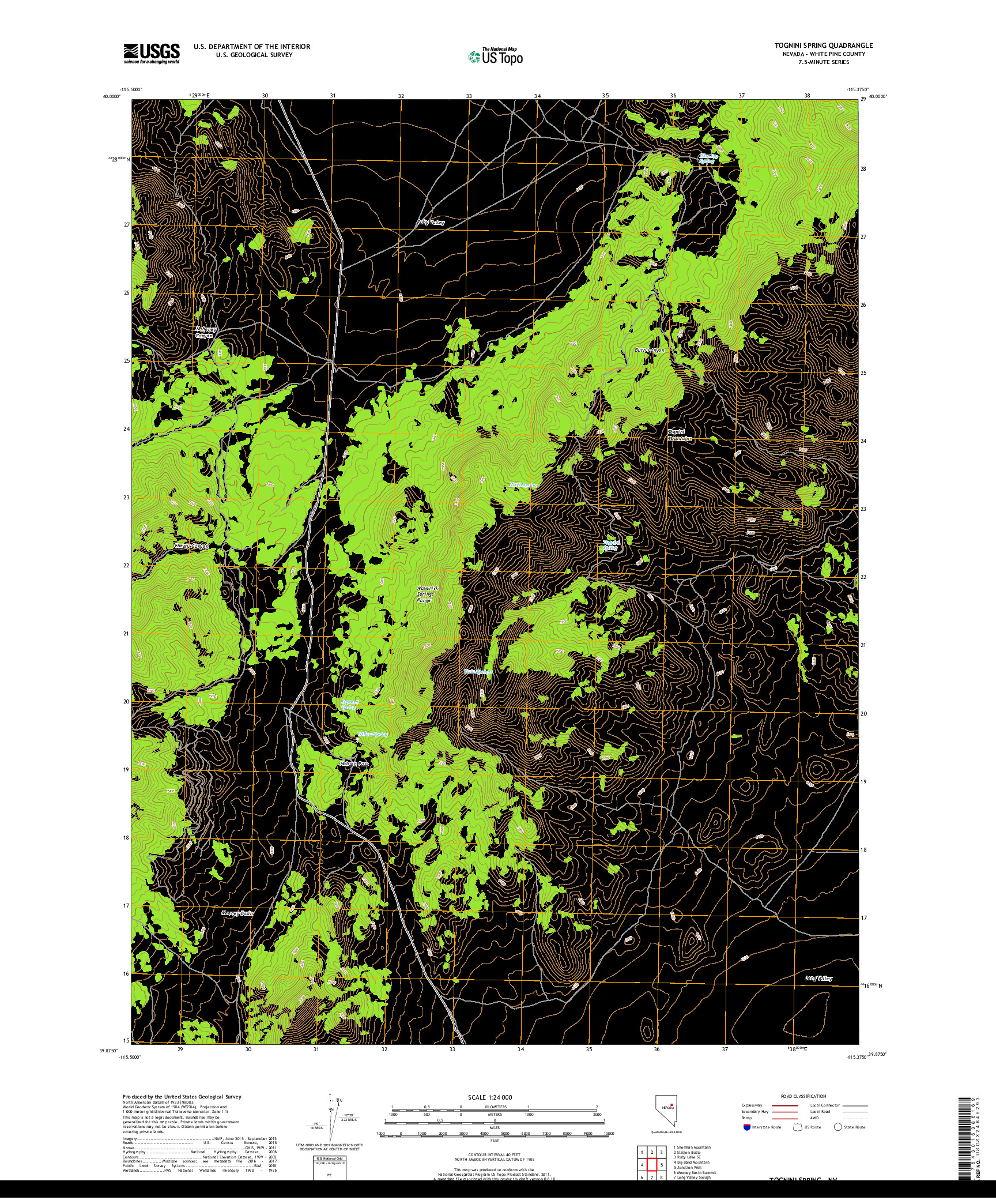 USGS US TOPO 7.5-MINUTE MAP FOR TOGNINI SPRING, NV 2018