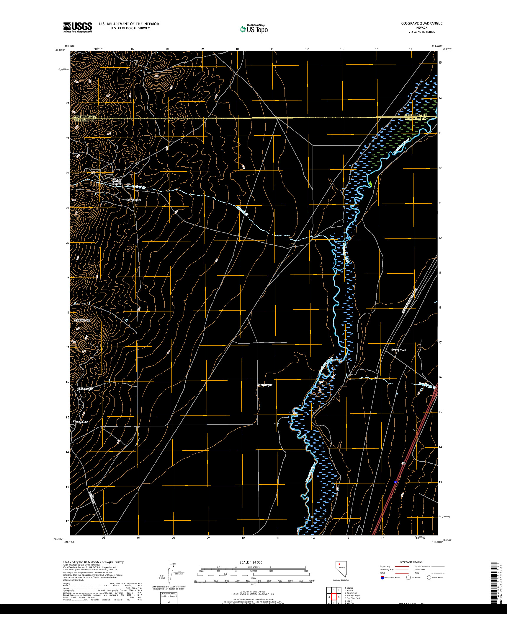 USGS US TOPO 7.5-MINUTE MAP FOR COSGRAVE, NV 2018