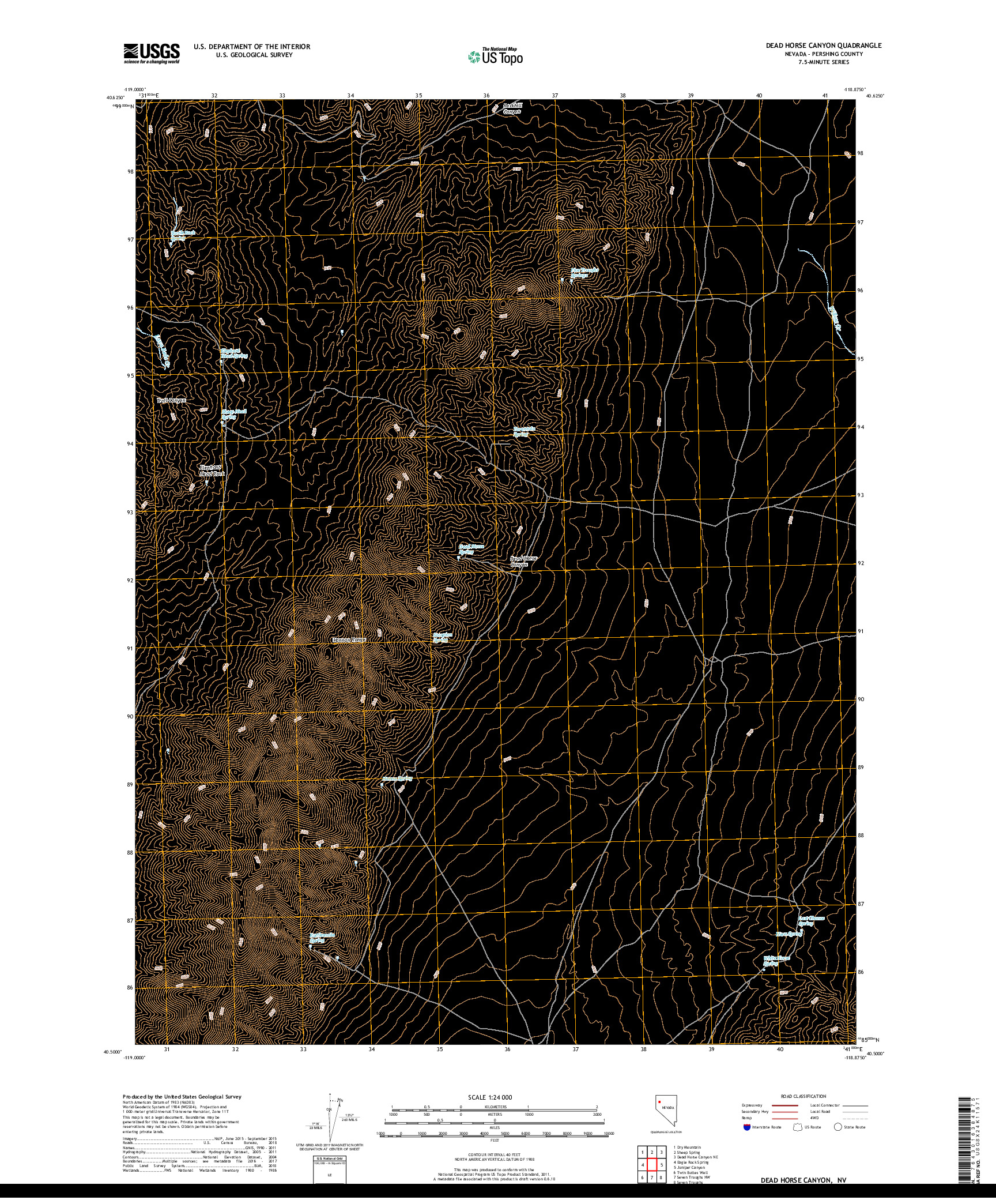 USGS US TOPO 7.5-MINUTE MAP FOR DEAD HORSE CANYON, NV 2018