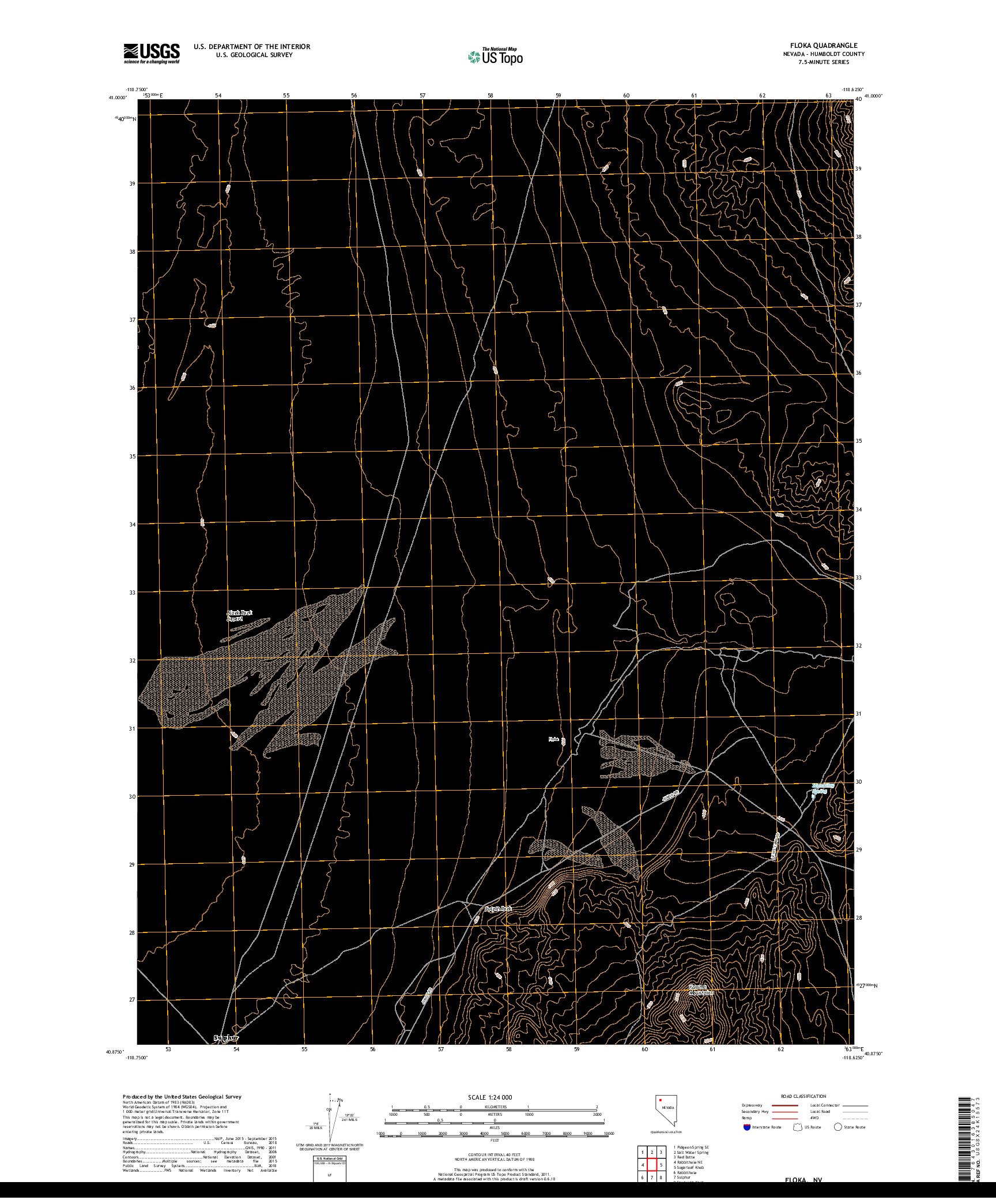 USGS US TOPO 7.5-MINUTE MAP FOR FLOKA, NV 2018