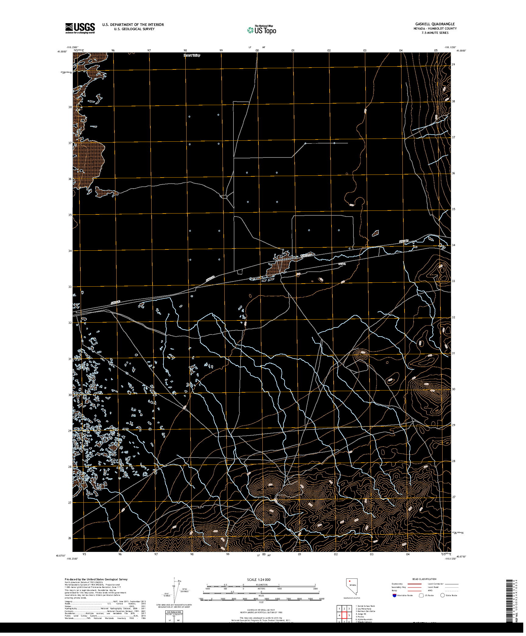 USGS US TOPO 7.5-MINUTE MAP FOR GASKELL, NV 2018