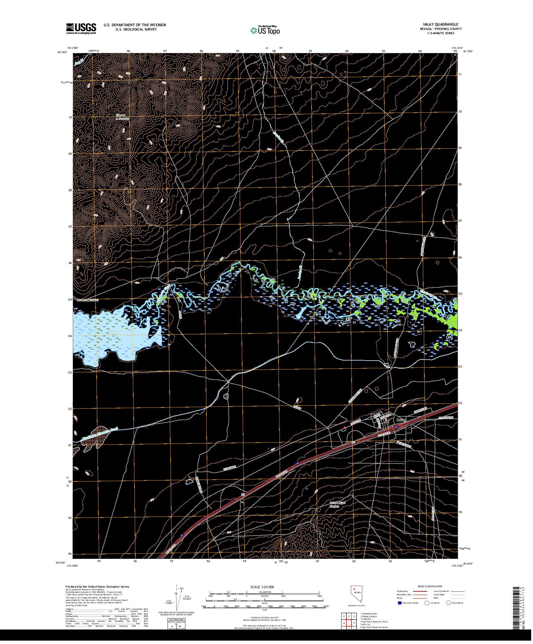 USGS US TOPO 7.5-MINUTE MAP FOR IMLAY, NV 2018