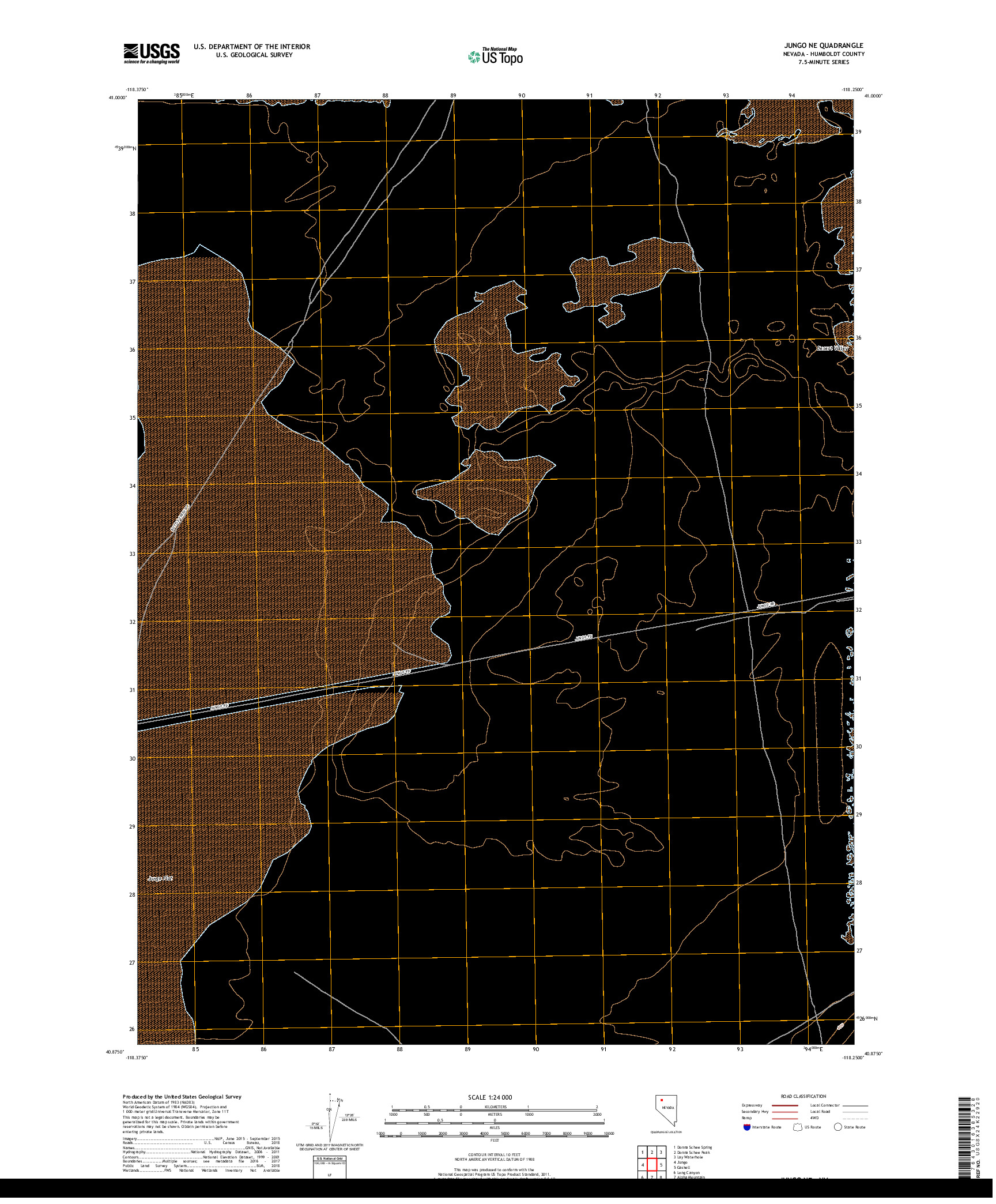 USGS US TOPO 7.5-MINUTE MAP FOR JUNGO NE, NV 2018