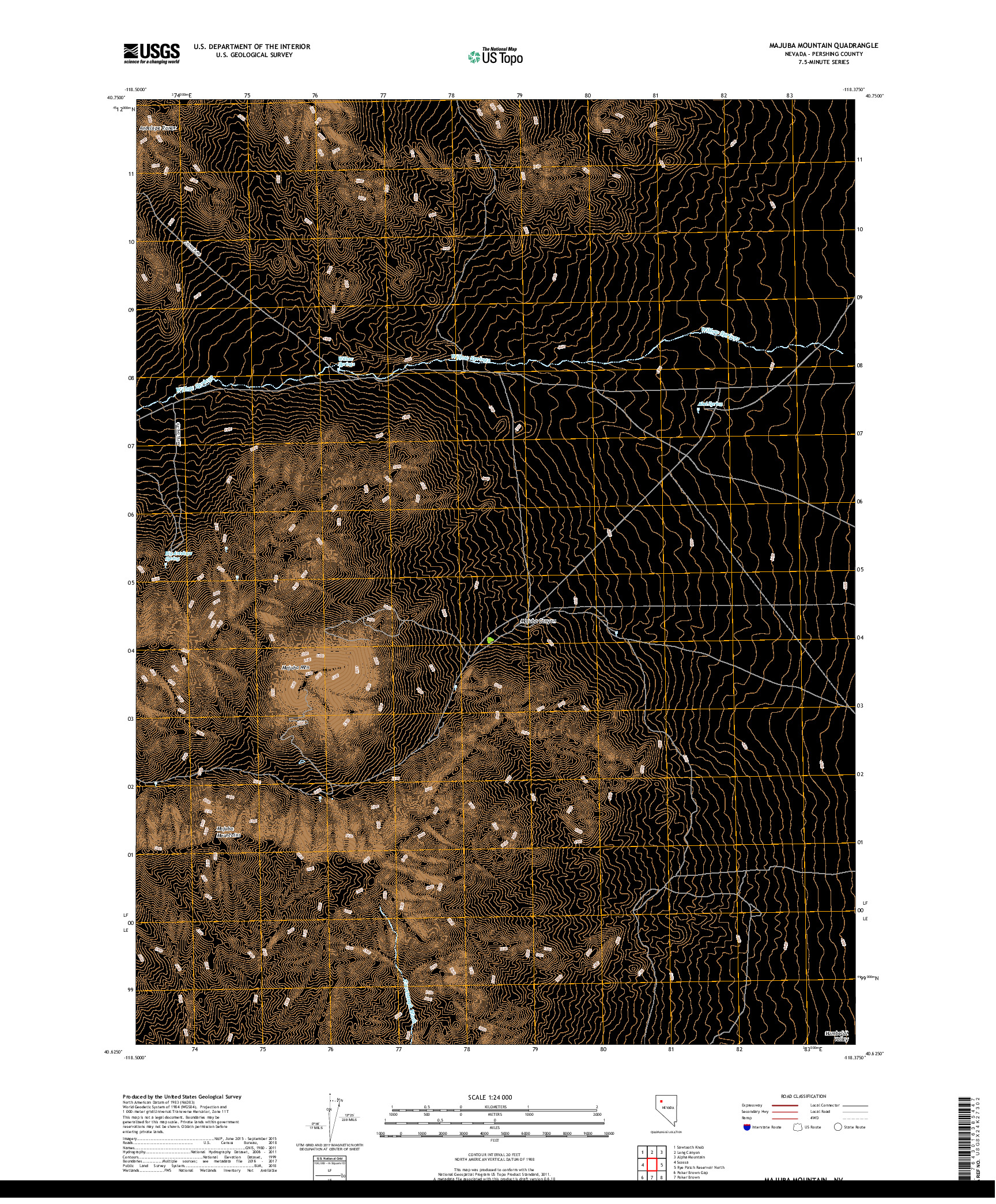 USGS US TOPO 7.5-MINUTE MAP FOR MAJUBA MOUNTAIN, NV 2018