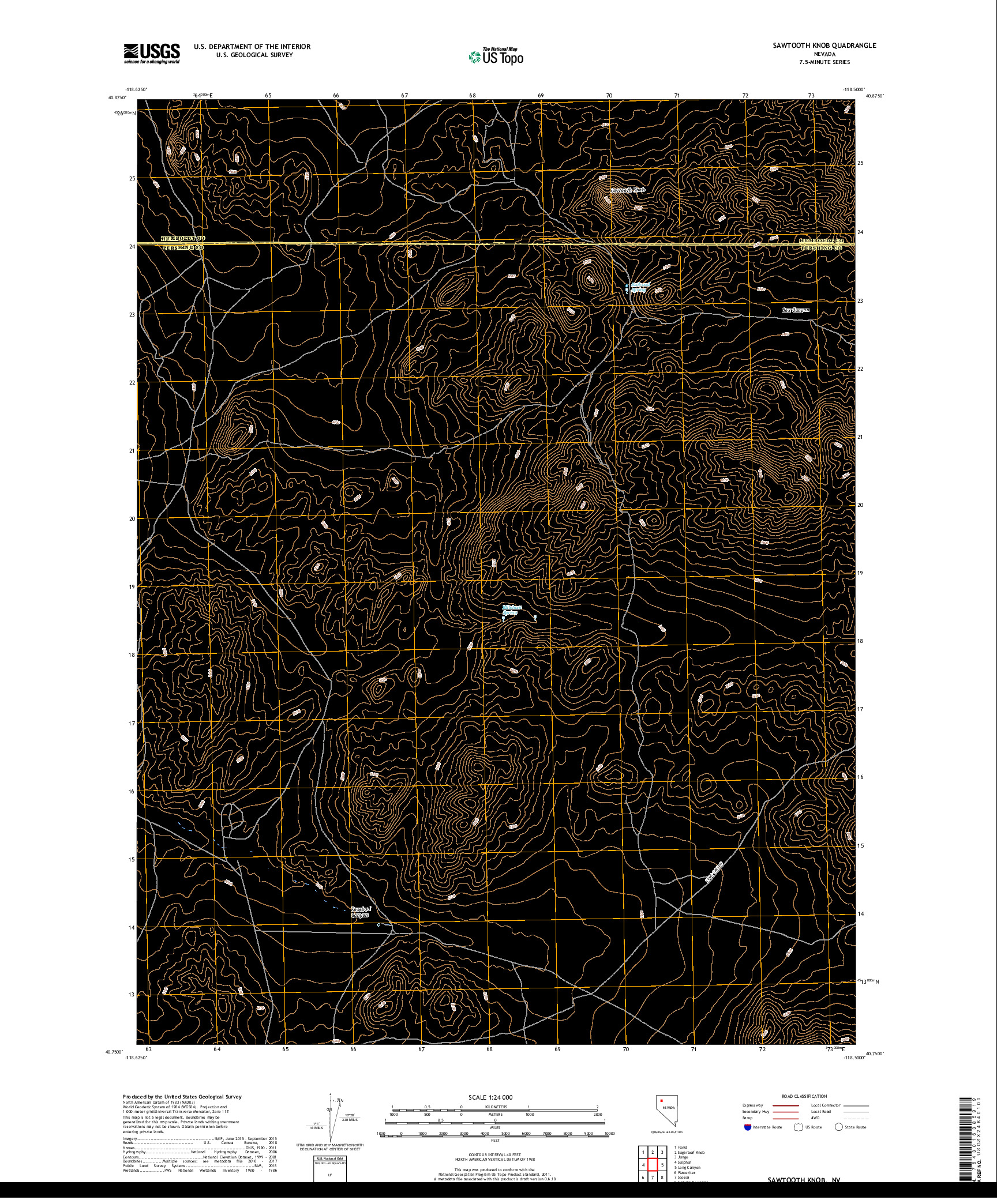 USGS US TOPO 7.5-MINUTE MAP FOR SAWTOOTH KNOB, NV 2018