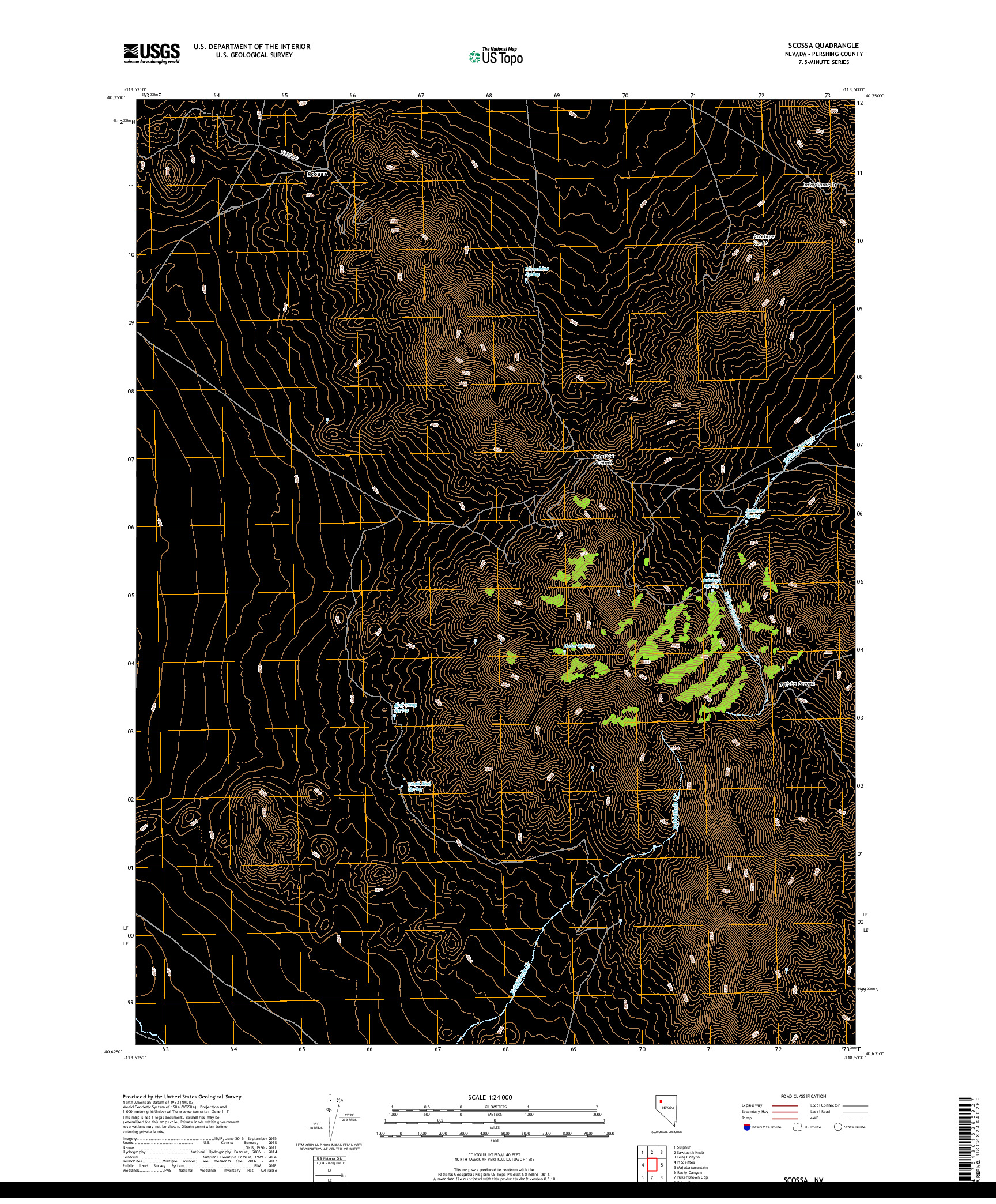 USGS US TOPO 7.5-MINUTE MAP FOR SCOSSA, NV 2018